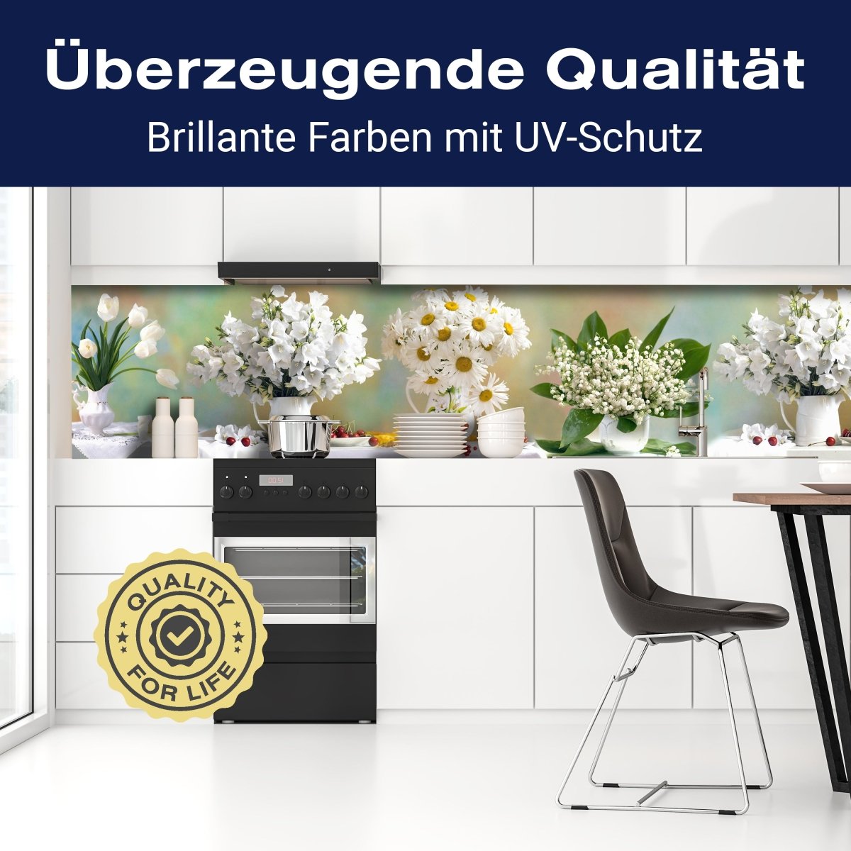 Küchenrückwand Tulpen Gänseblümchen Weiß Kirschen M1088 entdecken - Bild 2 Küchenrückwand Tulpen Gänseblümchen Weiß Kirschen M1088 entdecken - Bild 2