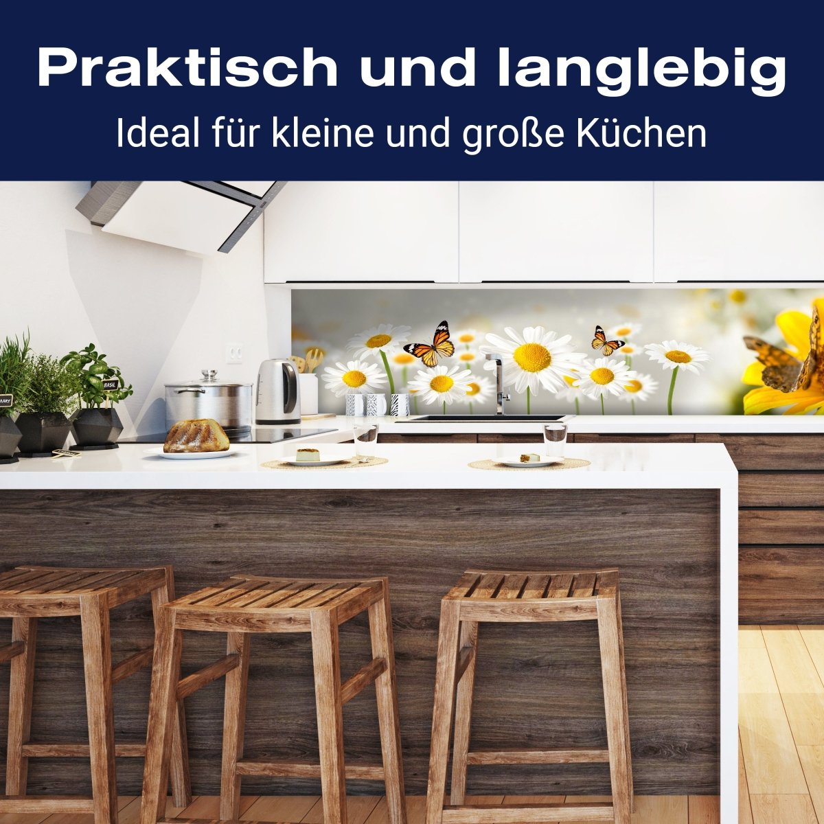 Küchenrückwand Gänseblümchen Schmetterlinge M1095 entdecken - Bild 3 Küchenrückwand Gänseblümchen Schmetterlinge M1095 entdecken - Bild 3