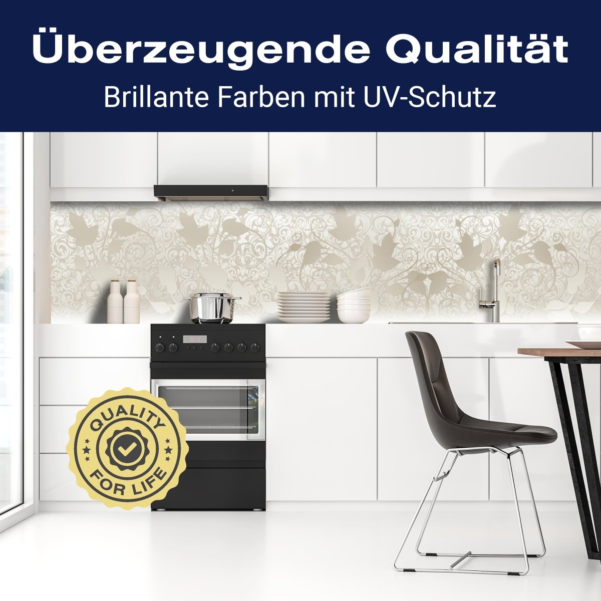 Küchenrückwand Ranken Muster Ornamente Weiß M1102 entdecken - Bild 2 Küchenrückwand Ranken Muster Ornamente Weiß M1102 entdecken - Bild 2