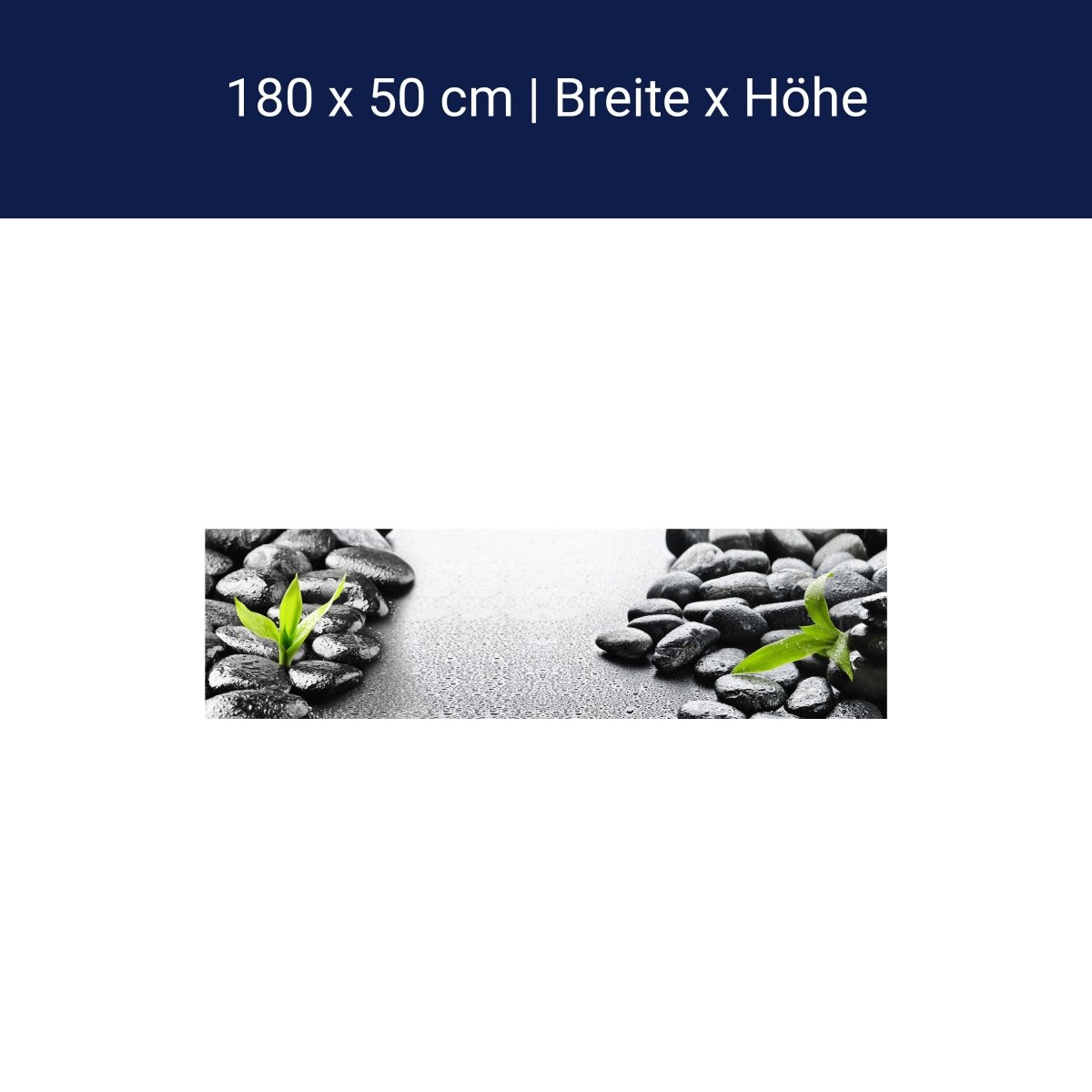 Küchenrückwand Steine schwarz Bambus grün Tropfen Wasse M1111 Küchenrückwand Steine schwarz Bambus grün Tropfen Wasse M1111