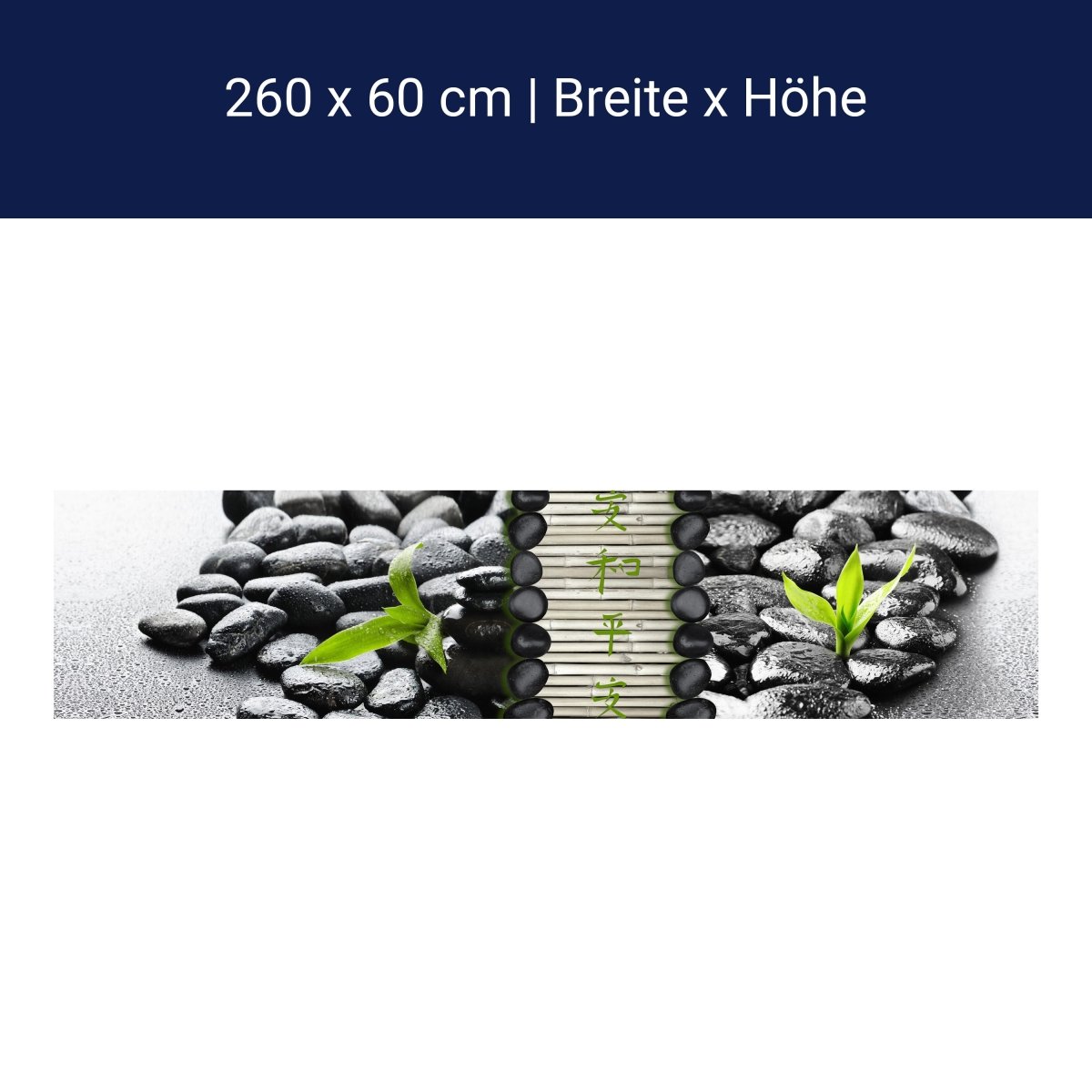 Küchenrückwand Steine schwarz Bambus grün Tropfen Wasse M1111 Küchenrückwand Steine schwarz Bambus grün Tropfen Wasse M1111