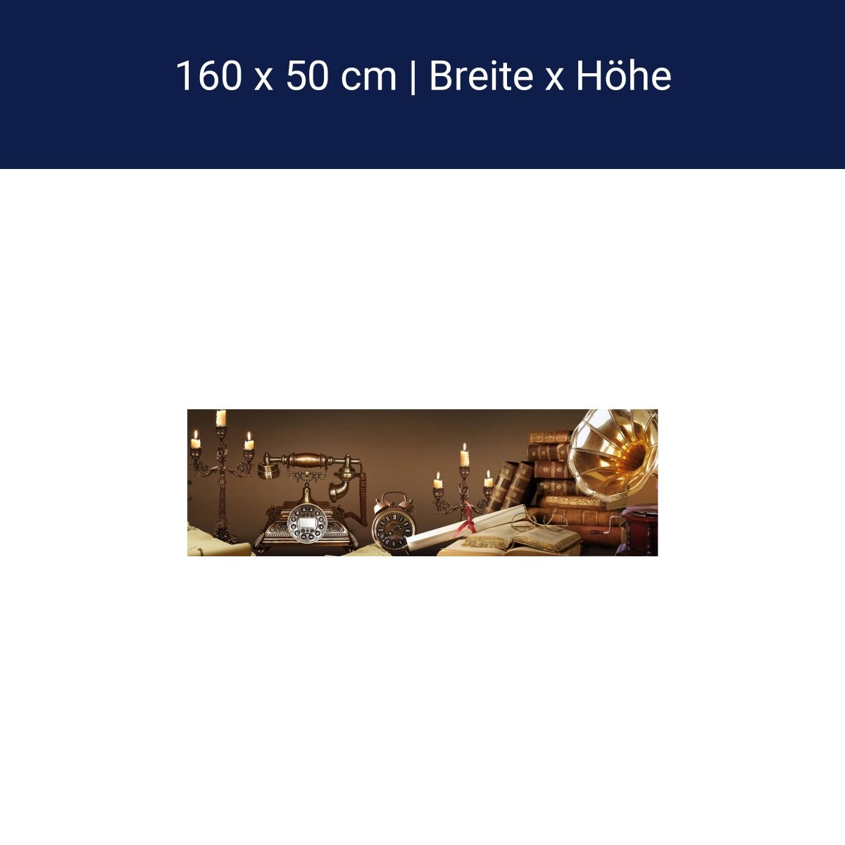 Küchenrückwand Telefon Grammophon alt Bücher Kerzenstän M1121 Küchenrückwand Telefon Grammophon alt Bücher Kerzenstän M1121