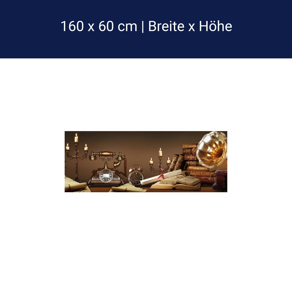 Küchenrückwand Telefon Grammophon alt Bücher Kerzenstän M1121 Küchenrückwand Telefon Grammophon alt Bücher Kerzenstän M1121