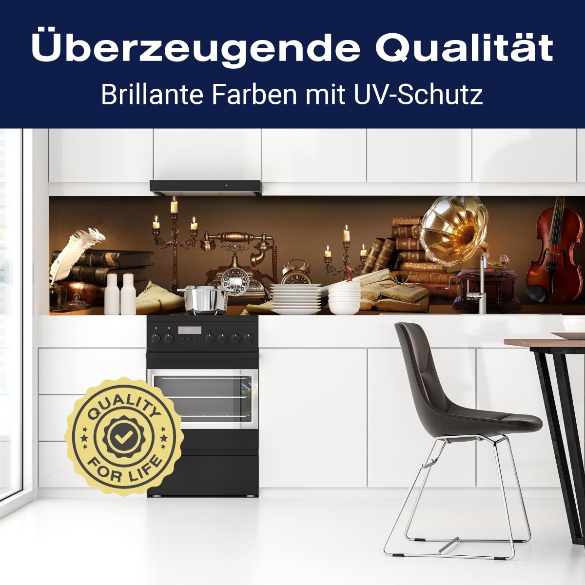 Küchenrückwand Telefon Grammophon alt Bücher Kerzenstän M1121 entdecken - Bild 2 Küchenrückwand Telefon Grammophon alt Bücher Kerzenstän M1121 entdecken - Bild 2