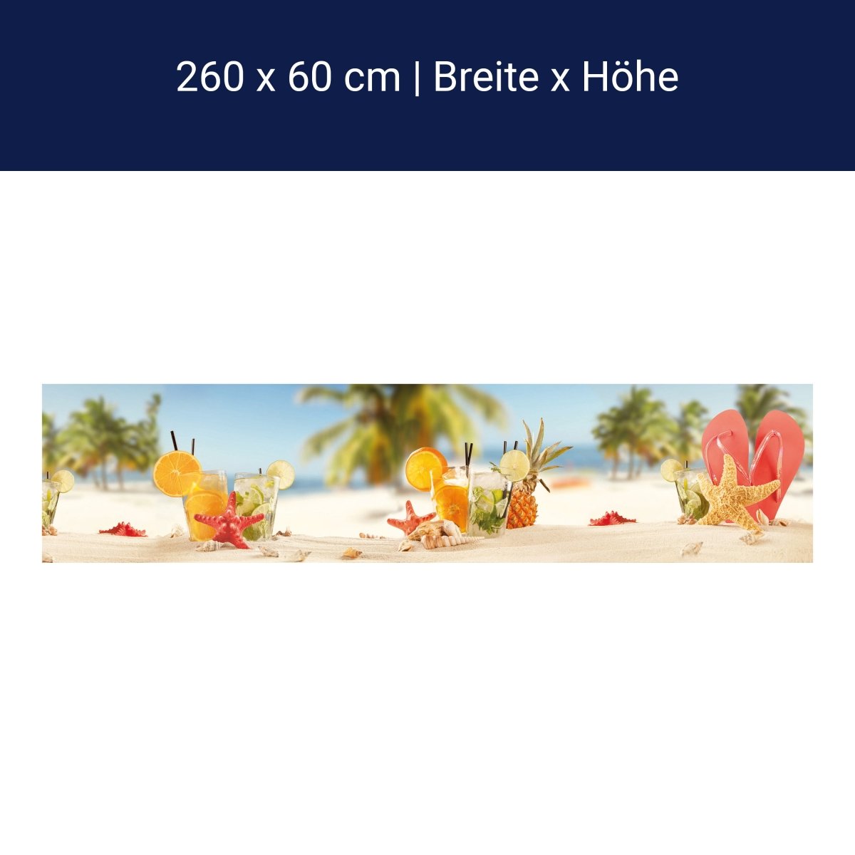 Küchenrückwand Strand Cocktail Seestern Orange Limette M1128 Küchenrückwand Strand Cocktail Seestern Orange Limette M1128