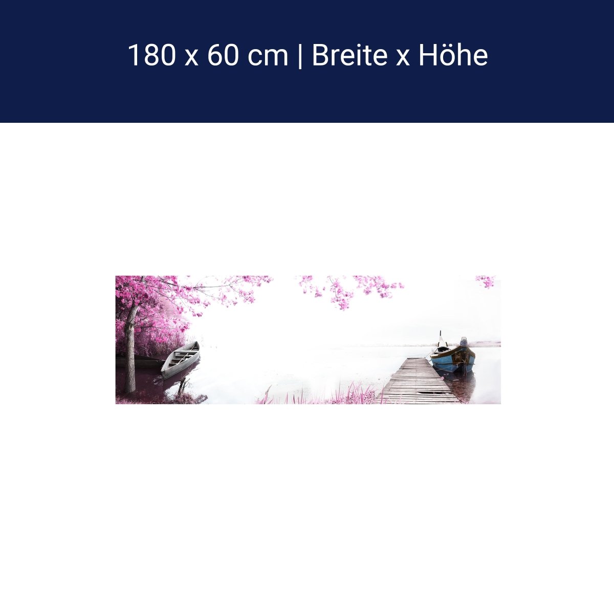 Küchenrückwand Boote Steg See Pink Blüten M1133 Küchenrückwand Boote Steg See Pink Blüten M1133