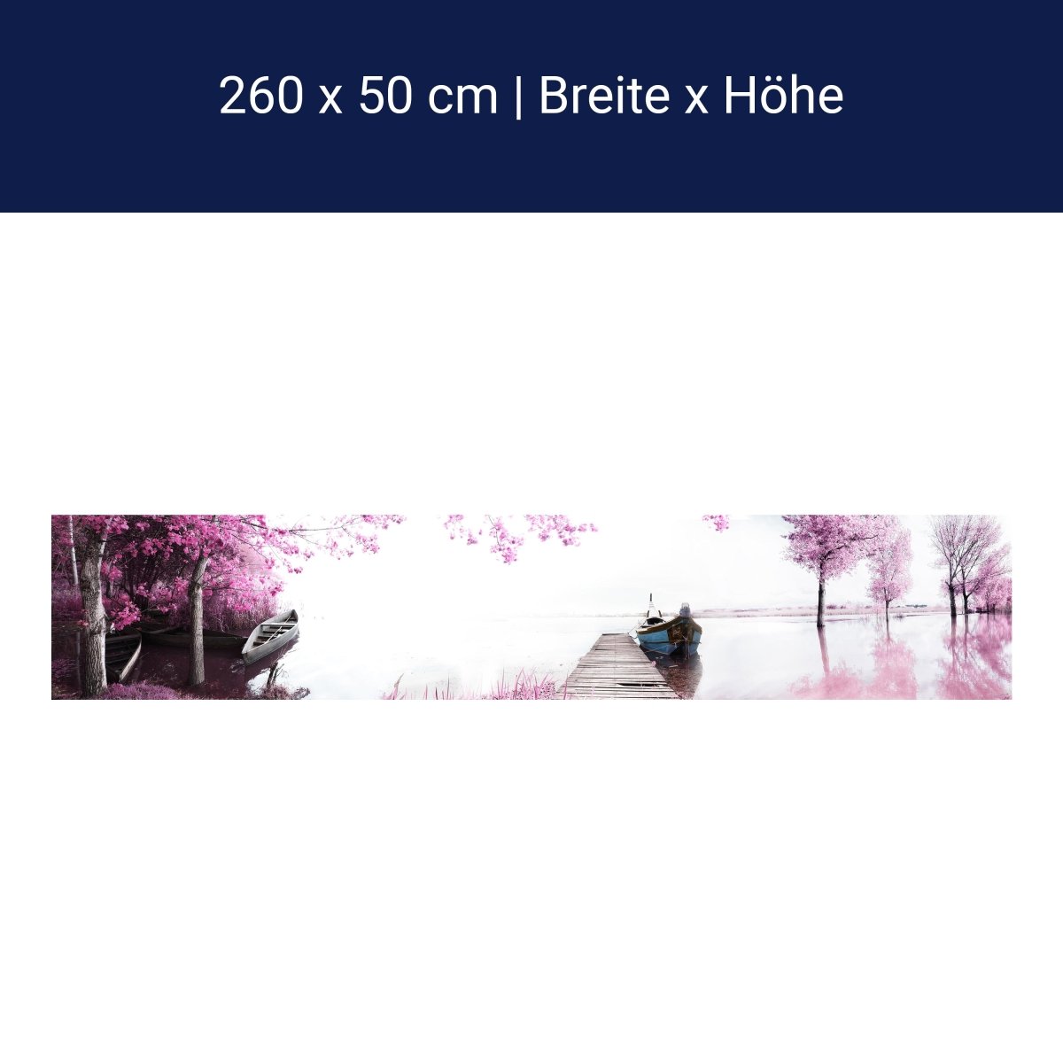 Küchenrückwand Boote Steg See Pink Blüten M1133 Küchenrückwand Boote Steg See Pink Blüten M1133