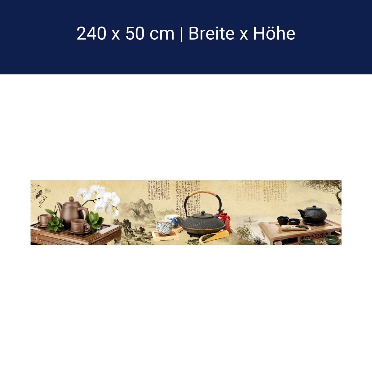 Küchenrückwand Tee Asiatisch Kirschblüte Holz Pergament M1145 Küchenrückwand Tee Asiatisch Kirschblüte Holz Pergament M1145