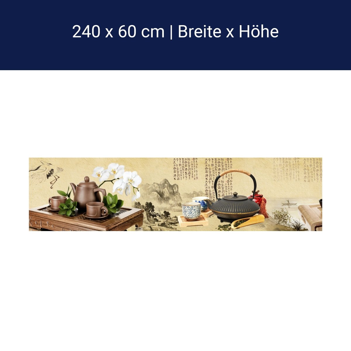 Küchenrückwand Tee Asiatisch Kirschblüte Holz Pergament M1145 Küchenrückwand Tee Asiatisch Kirschblüte Holz Pergament M1145