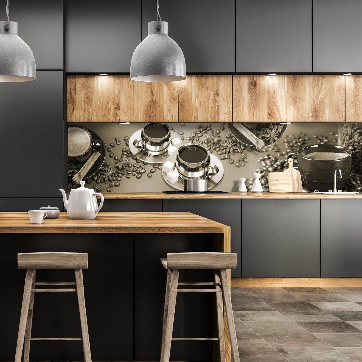 Küchenrückwand Kaffee Tee Kaffeebohnen Tasse Zucker M1162 entdecken - Bild 1 Küchenrückwand Kaffee Tee Kaffeebohnen Tasse Zucker M1162 entdecken - Bild 1