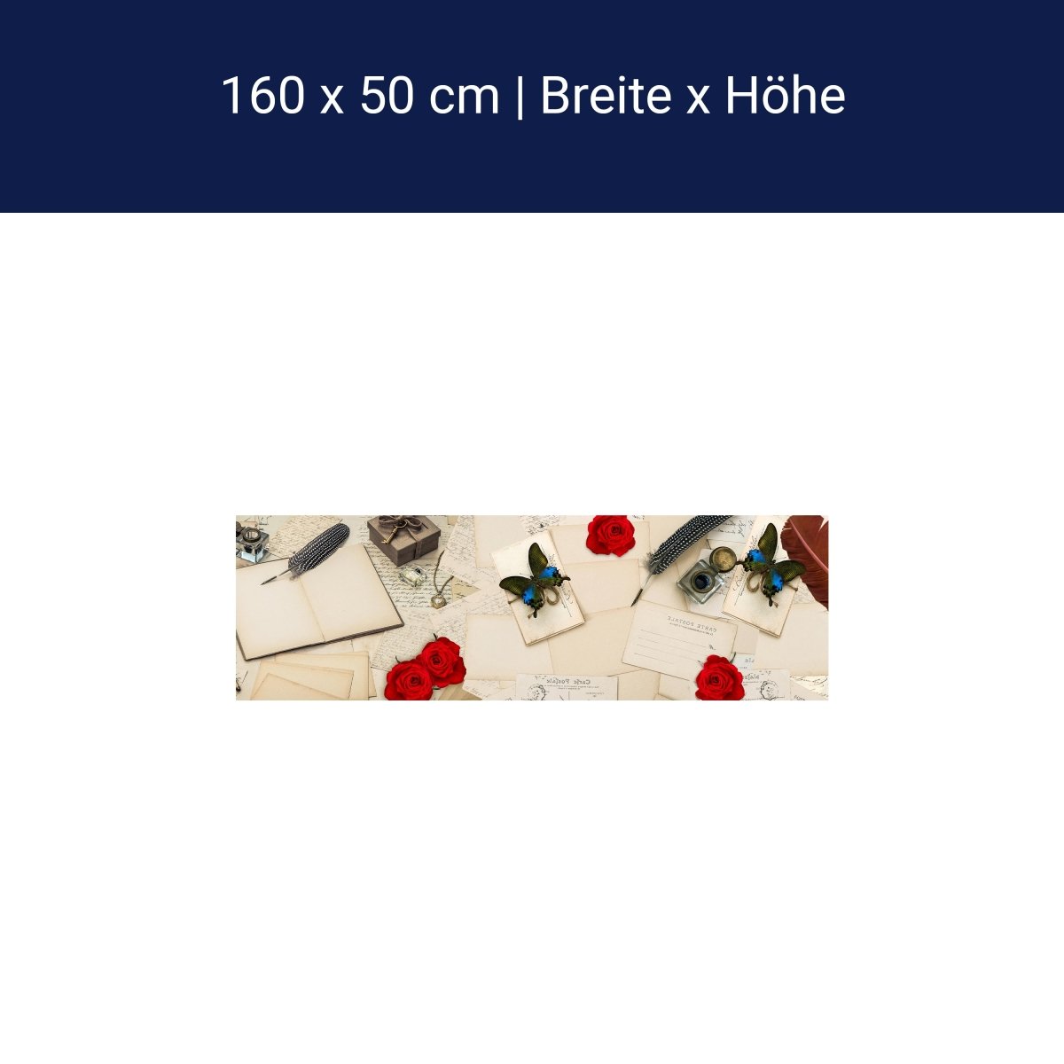 Küchenrückwand Rosen Briefe Postkarten Feder M1165 Küchenrückwand Rosen Briefe Postkarten Feder M1165