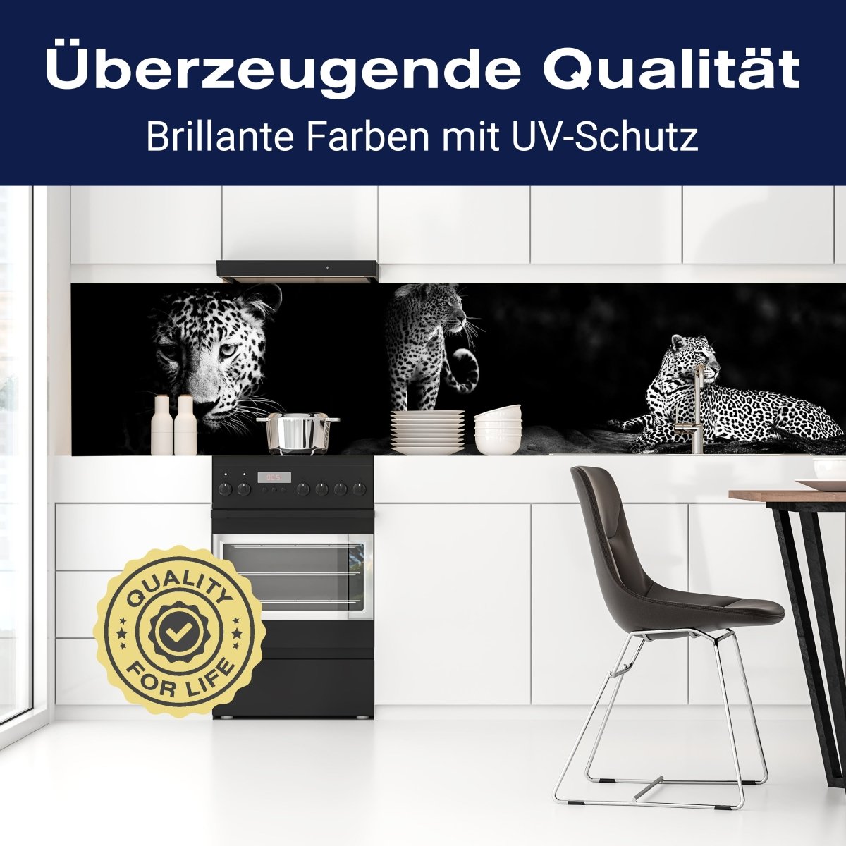 Küchenrückwand Leopard Schwarz Weiß Raubkatze Fauchen M1167 entdecken - Bild 2 Küchenrückwand Leopard Schwarz Weiß Raubkatze Fauchen M1167 entdecken - Bild 2
