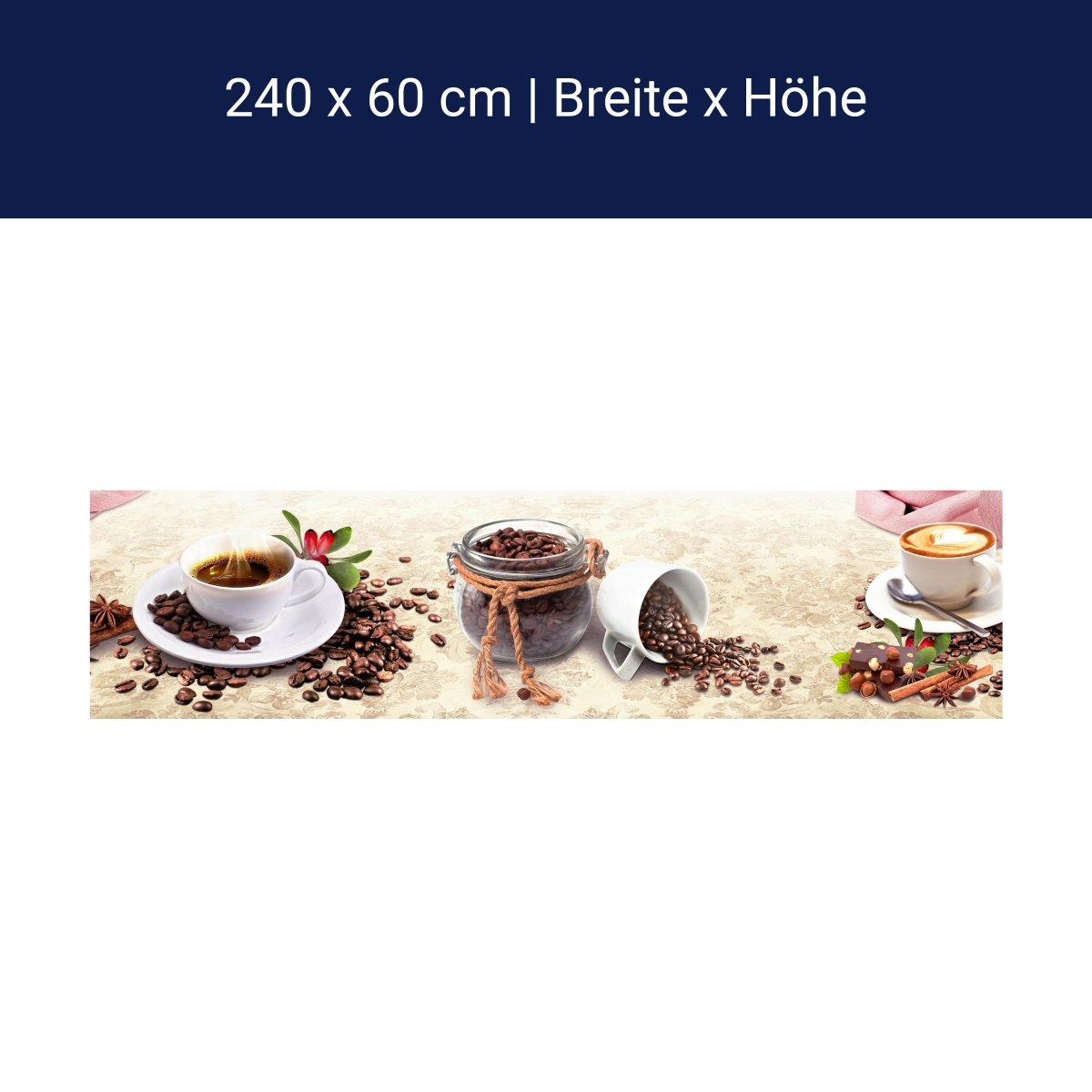 Küchenrückwand Kaffee Tasse Glas Schokolade Haselnuss M1170 Küchenrückwand Kaffee Tasse Glas Schokolade Haselnuss M1170