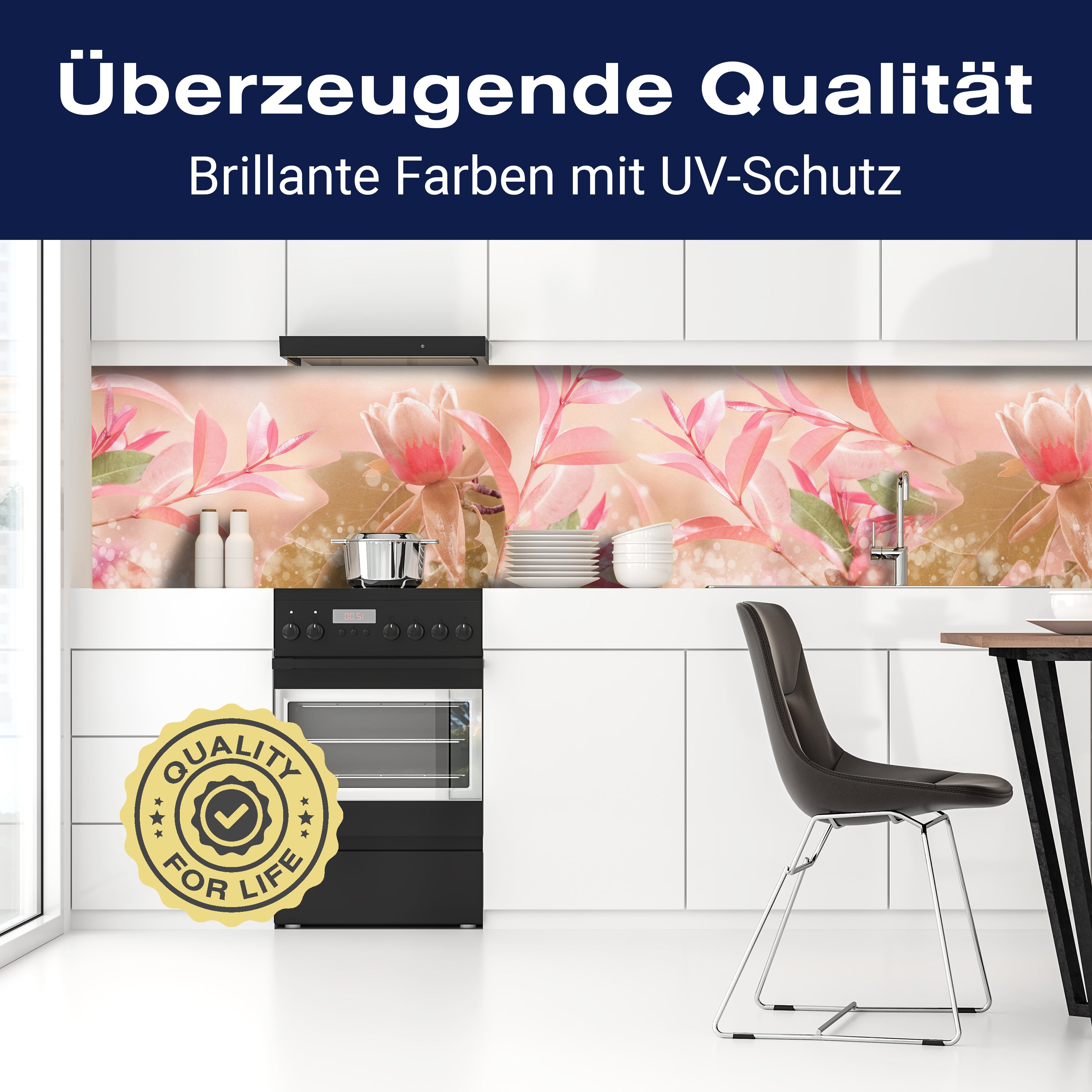 Küchenrückwand Natur Blumen Blätter Rosa Grün Blasen M1187 entdecken - Bild 2 Küchenrückwand Natur Blumen Blätter Rosa Grün Blasen M1187 entdecken - Bild 2