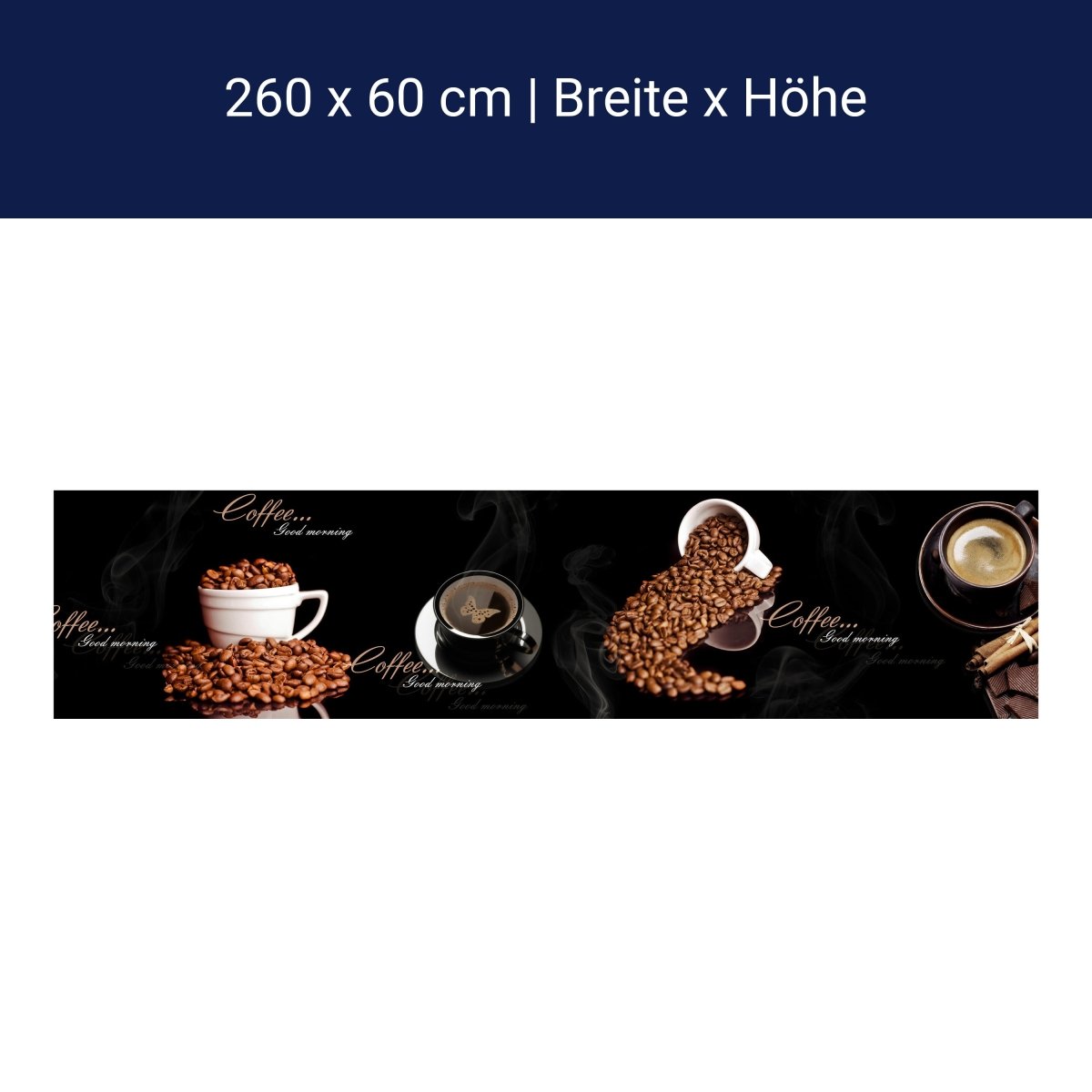 Küchenrückwand Kaffee Kaffeebohnen Tassen Schwarz M1192 Küchenrückwand Kaffee Kaffeebohnen Tassen Schwarz M1192