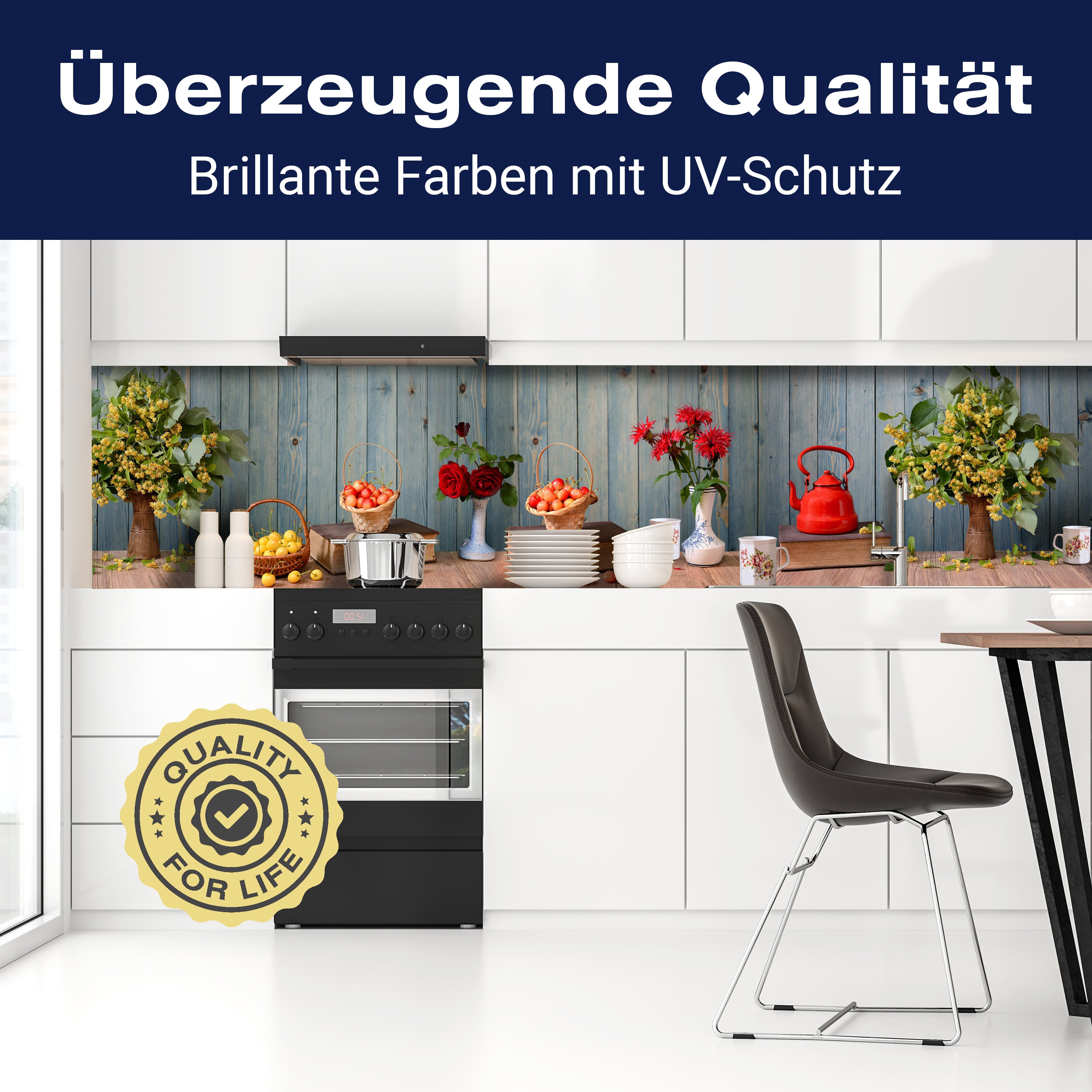 Küchenrückwand Rosen Holz Kanne Kirschen Blüten Gelb M1204 entdecken - Bild 2 Küchenrückwand Rosen Holz Kanne Kirschen Blüten Gelb M1204 entdecken - Bild 2