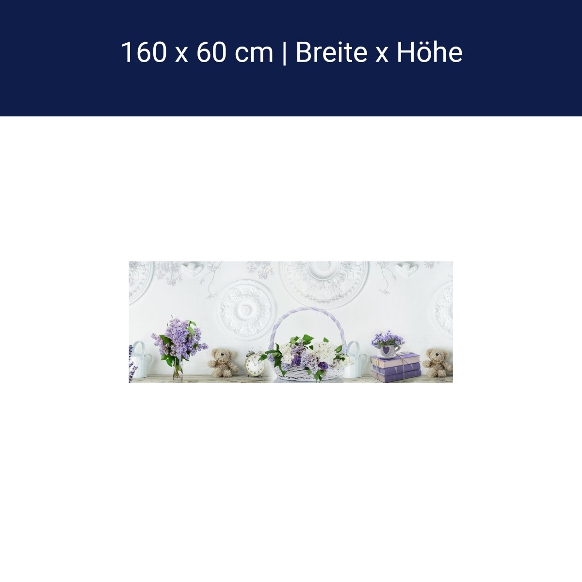 Küchenrückwand Flieder Lila Korb Bücher Stuck Weiß M1210 Küchenrückwand Flieder Lila Korb Bücher Stuck Weiß M1210