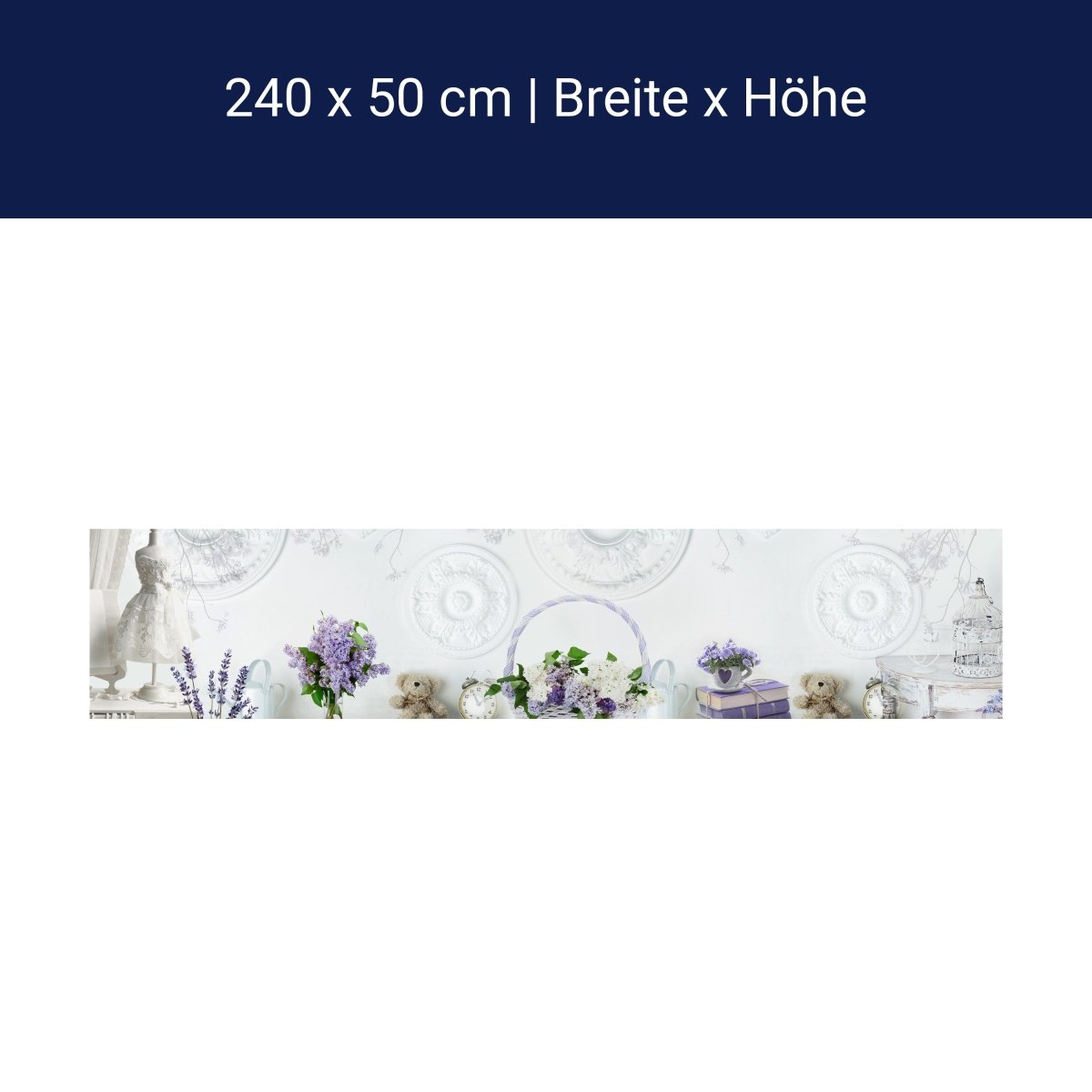 Küchenrückwand Flieder Lila Korb Bücher Stuck Weiß M1210 Küchenrückwand Flieder Lila Korb Bücher Stuck Weiß M1210