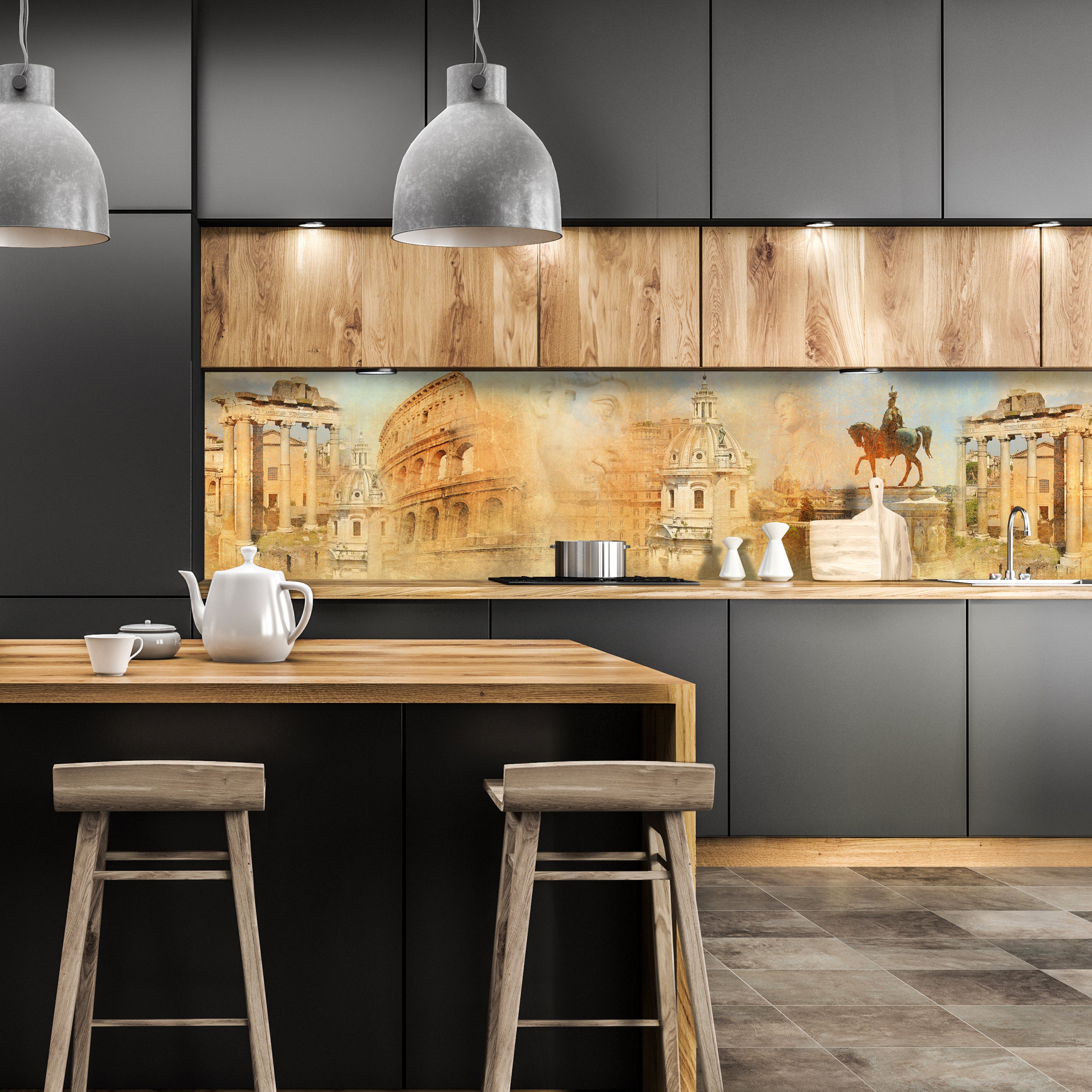 Küchenrückwand Rom Kolosseum Vintage Statue M1212 entdecken - Bild 1 Küchenrückwand Rom Kolosseum Vintage Statue M1212 entdecken - Bild 1