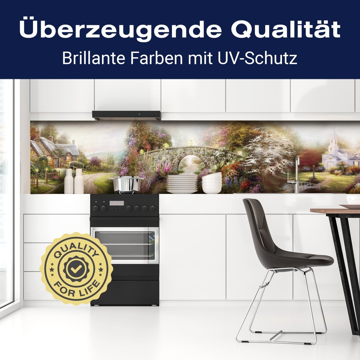 Küchenrückwand Gemalt Dorf Kirche Bach Weg Pflanzen M1232 entdecken - Bild 2 Küchenrückwand Gemalt Dorf Kirche Bach Weg Pflanzen M1232 entdecken - Bild 2