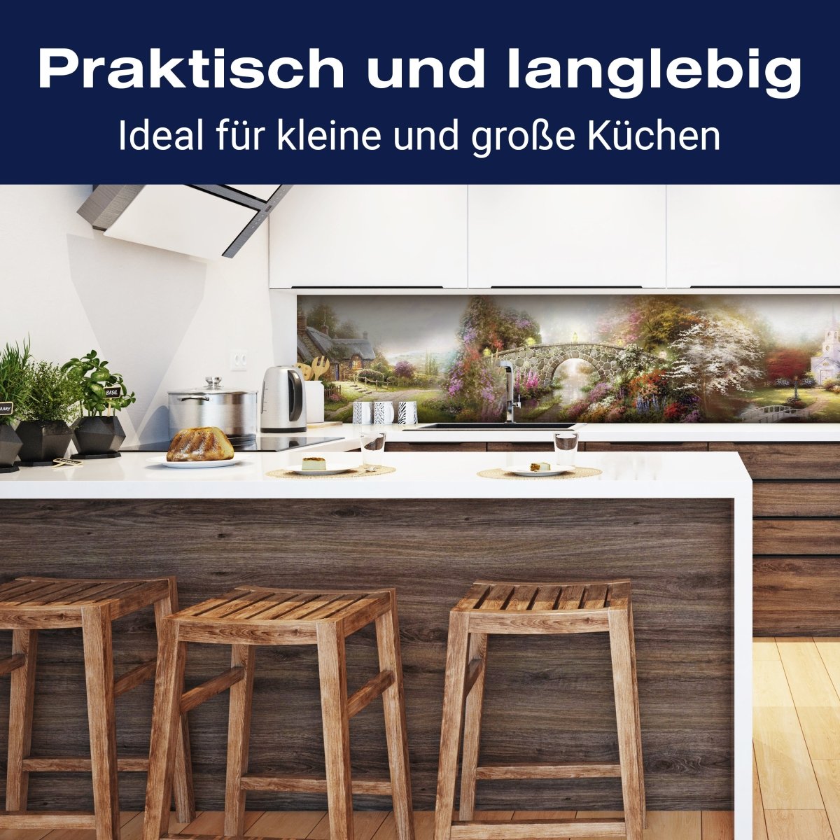 Küchenrückwand Gemalt Dorf Kirche Bach Weg Pflanzen M1232 entdecken - Bild 3 Küchenrückwand Gemalt Dorf Kirche Bach Weg Pflanzen M1232 entdecken - Bild 3