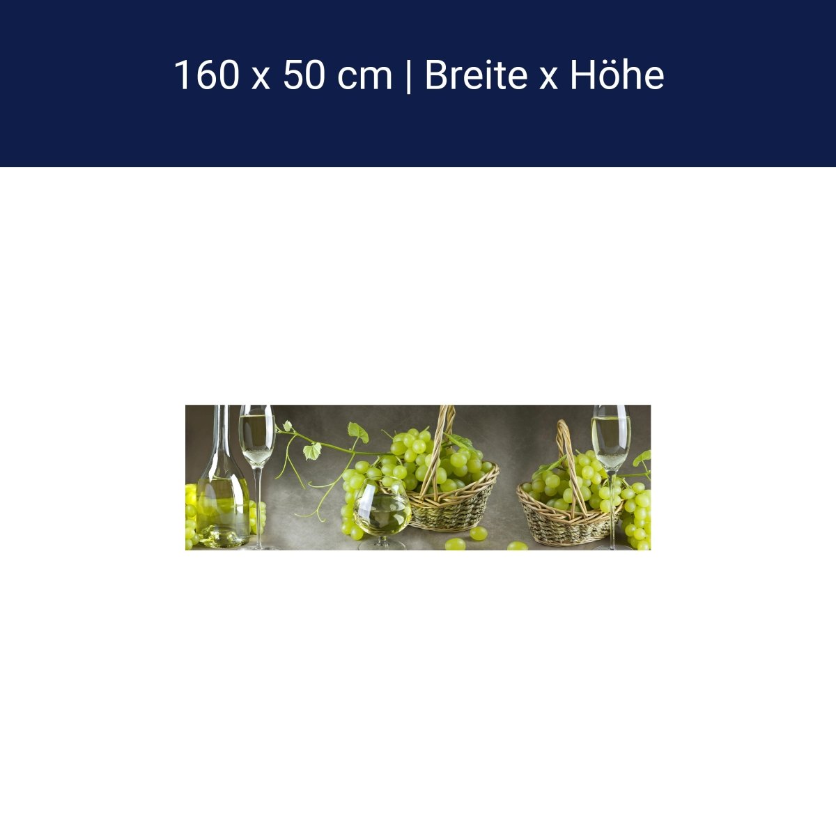 Küchenrückwand Weintrauben Gläser Körbe Korken Grün M1233 Küchenrückwand Weintrauben Gläser Körbe Korken Grün M1233