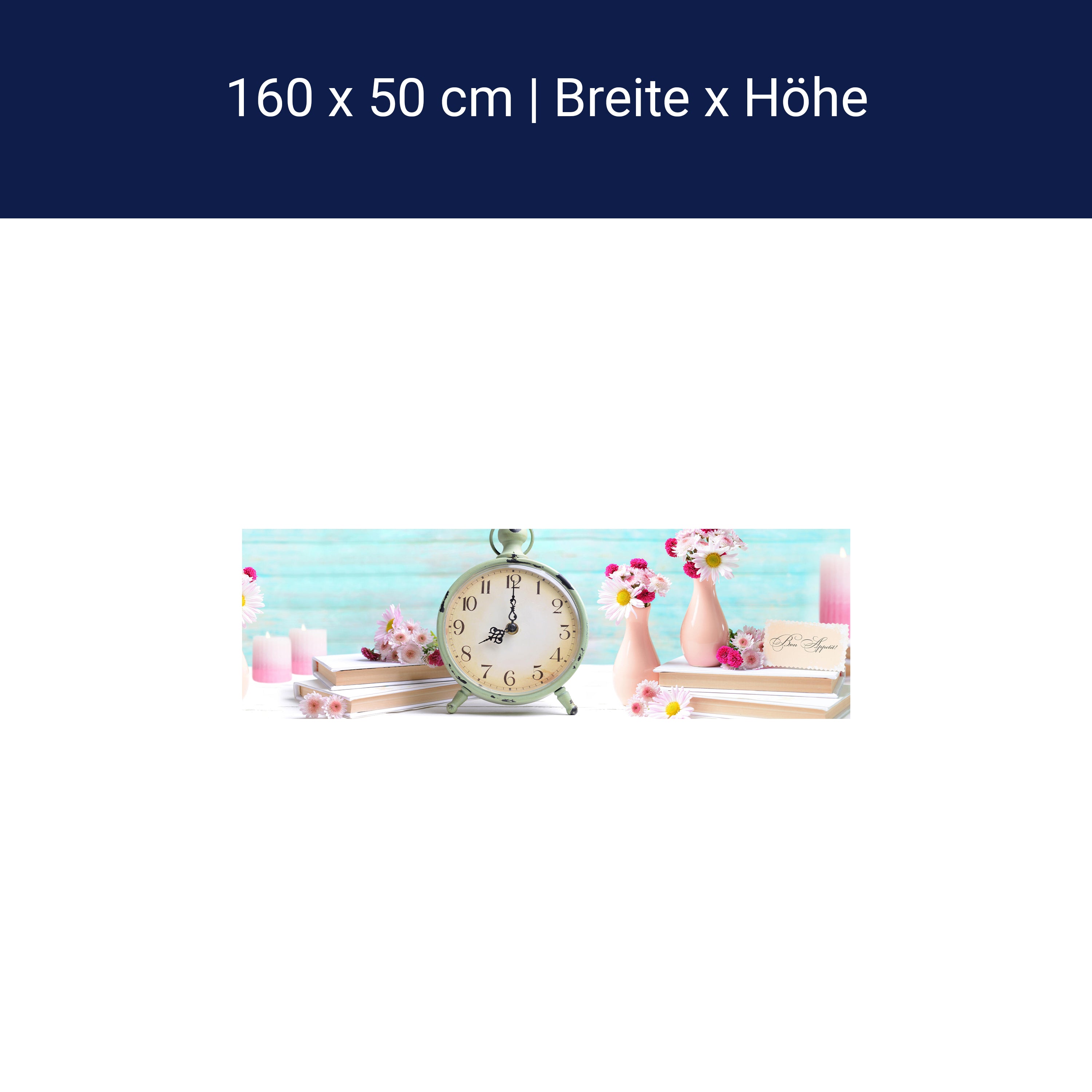 Küchenrückwand Wecker Uhr Blumen Vasen Blüten Bücher M1246 Küchenrückwand Wecker Uhr Blumen Vasen Blüten Bücher M1246