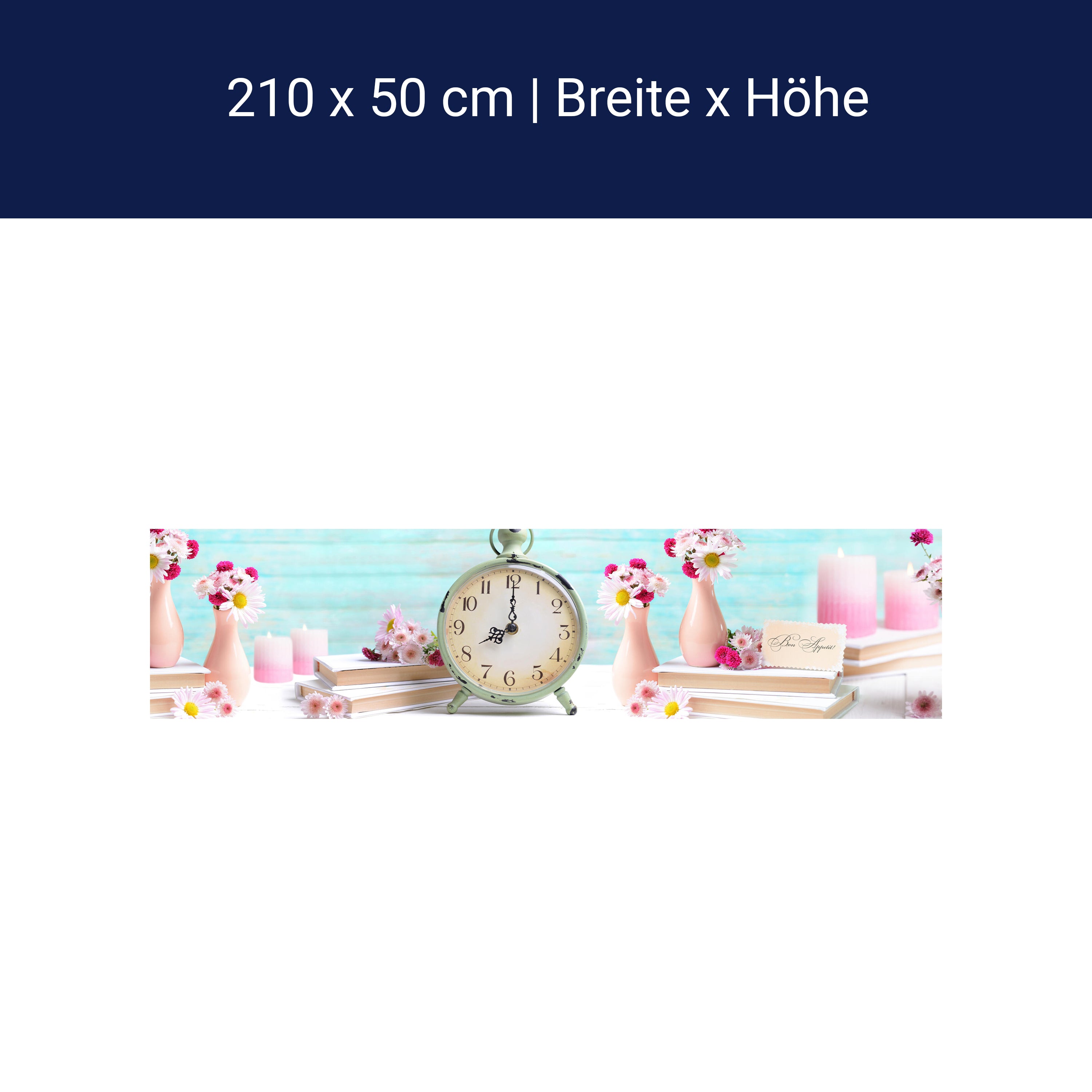 Küchenrückwand Wecker Uhr Blumen Vasen Blüten Bücher M1246 Küchenrückwand Wecker Uhr Blumen Vasen Blüten Bücher M1246