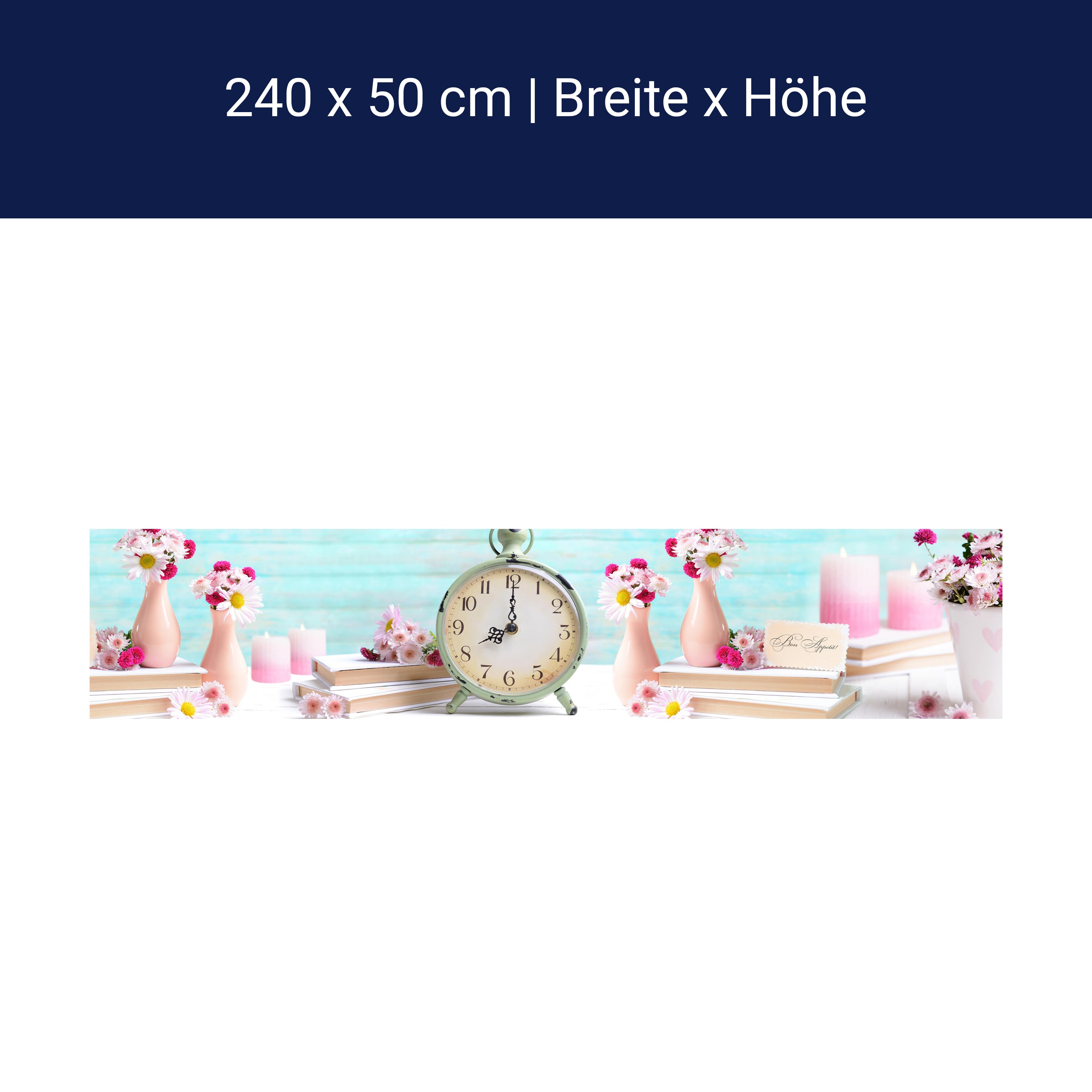 Küchenrückwand Wecker Uhr Blumen Vasen Blüten Bücher M1246 Küchenrückwand Wecker Uhr Blumen Vasen Blüten Bücher M1246