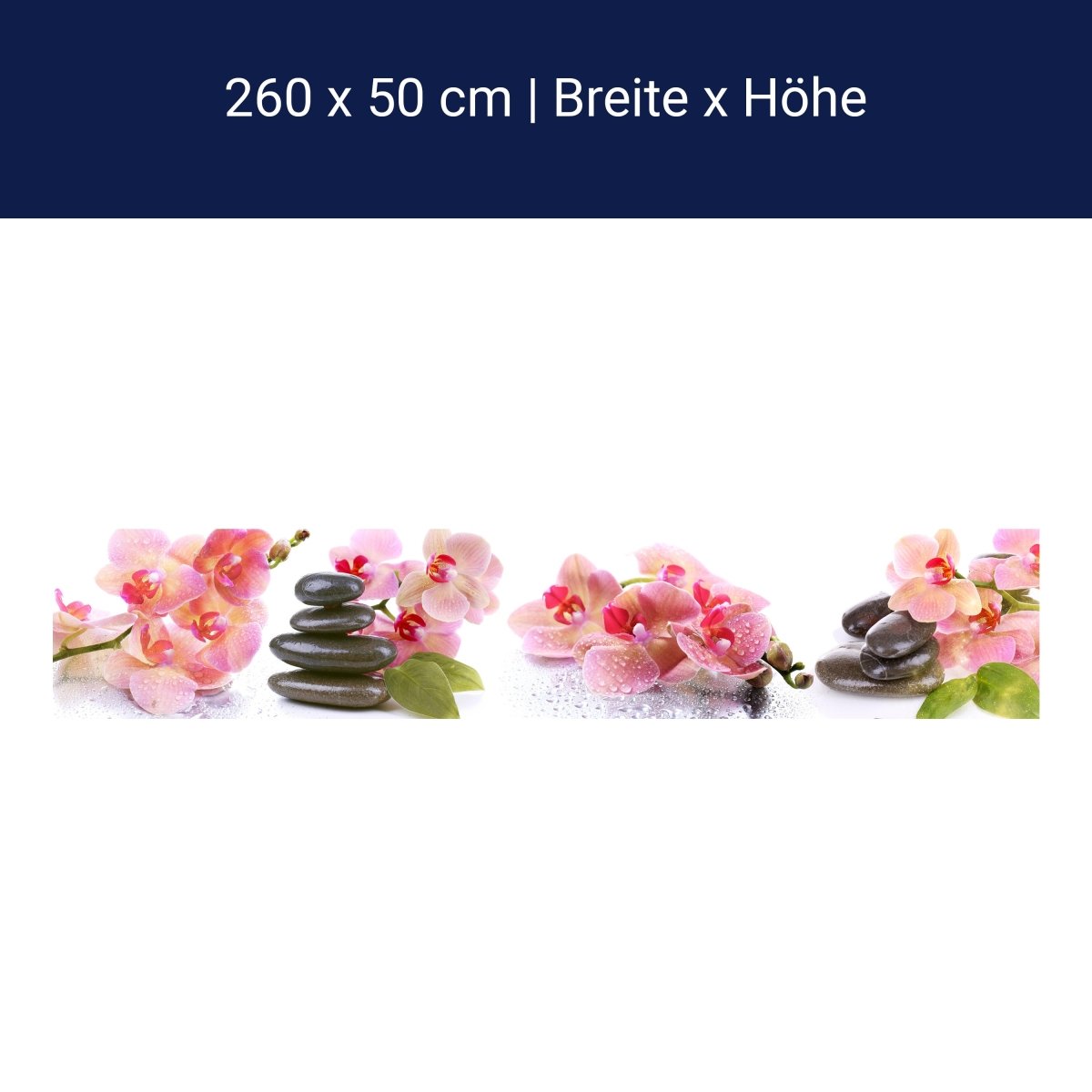Küchenrückwand Orchidee Blätter Steine Wasser M1280 Küchenrückwand Orchidee Blätter Steine Wasser M1280