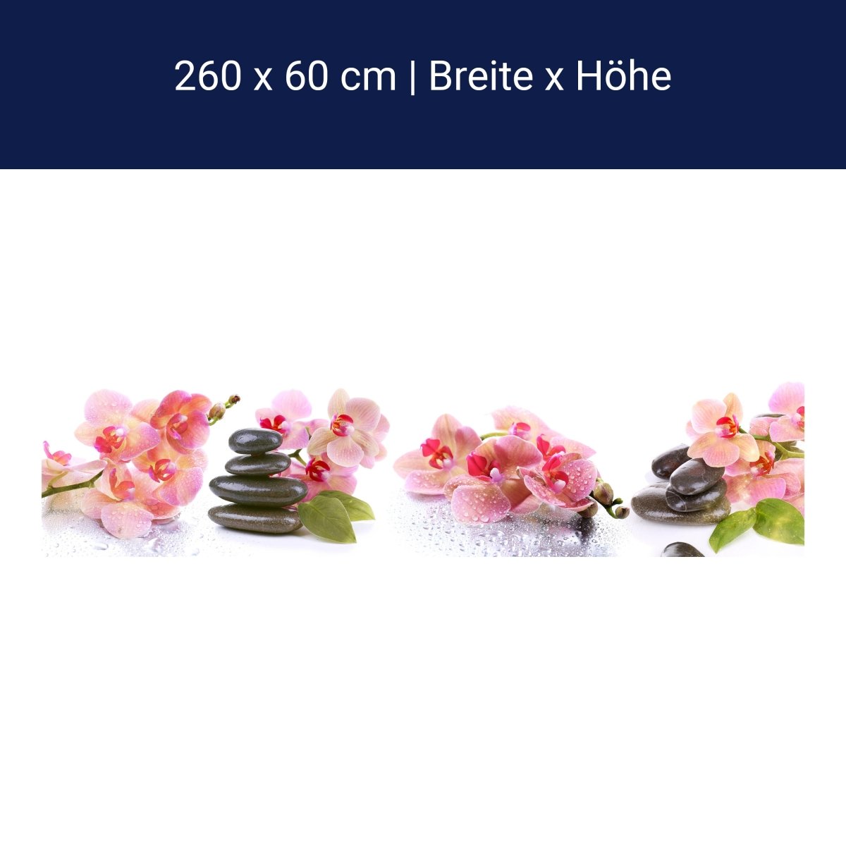 Küchenrückwand Orchidee Blätter Steine Wasser M1280 Küchenrückwand Orchidee Blätter Steine Wasser M1280