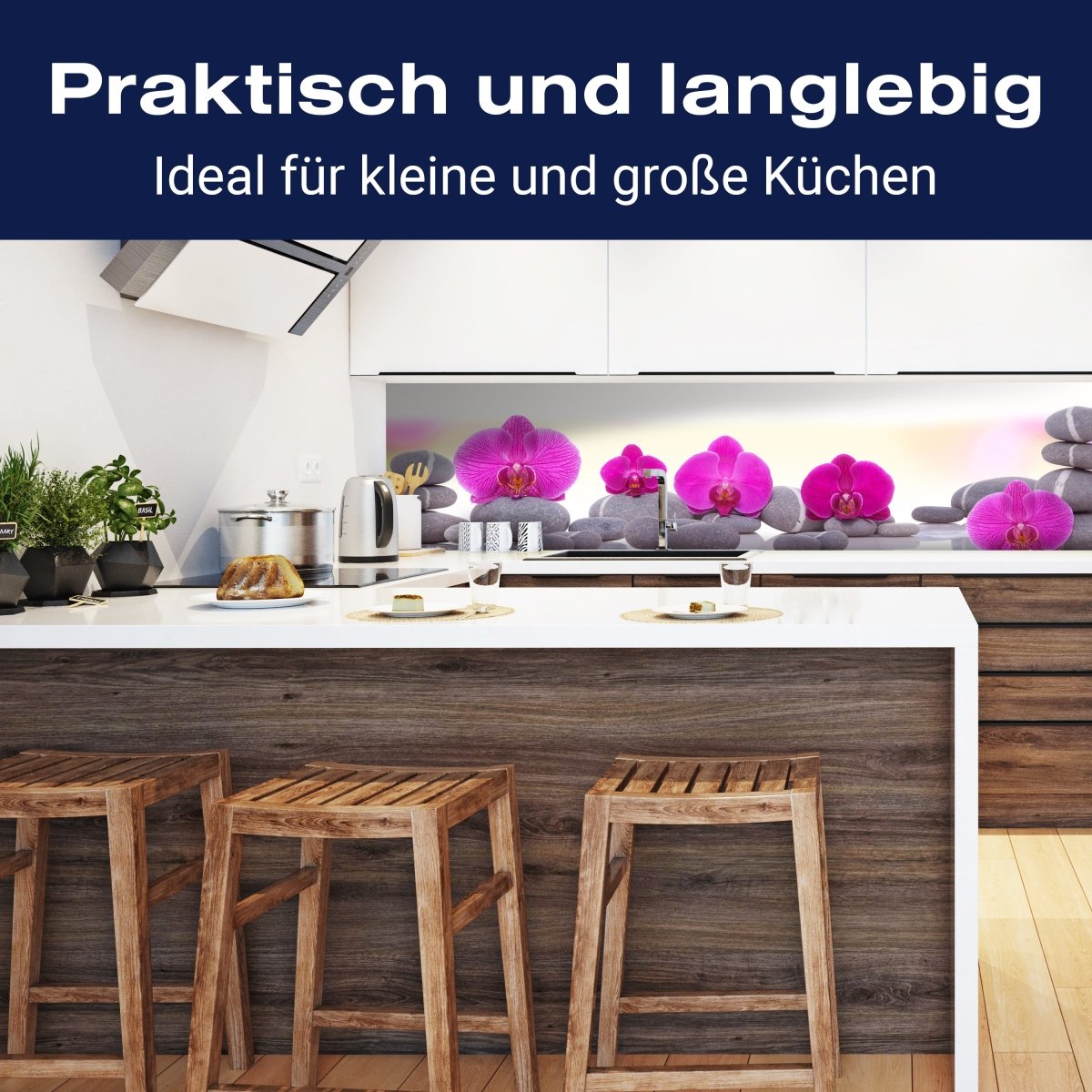 Küchenrückwand Orchidee Steine Blätter rosa M1285 entdecken - Bild 3 Küchenrückwand Orchidee Steine Blätter rosa M1285 entdecken - Bild 3