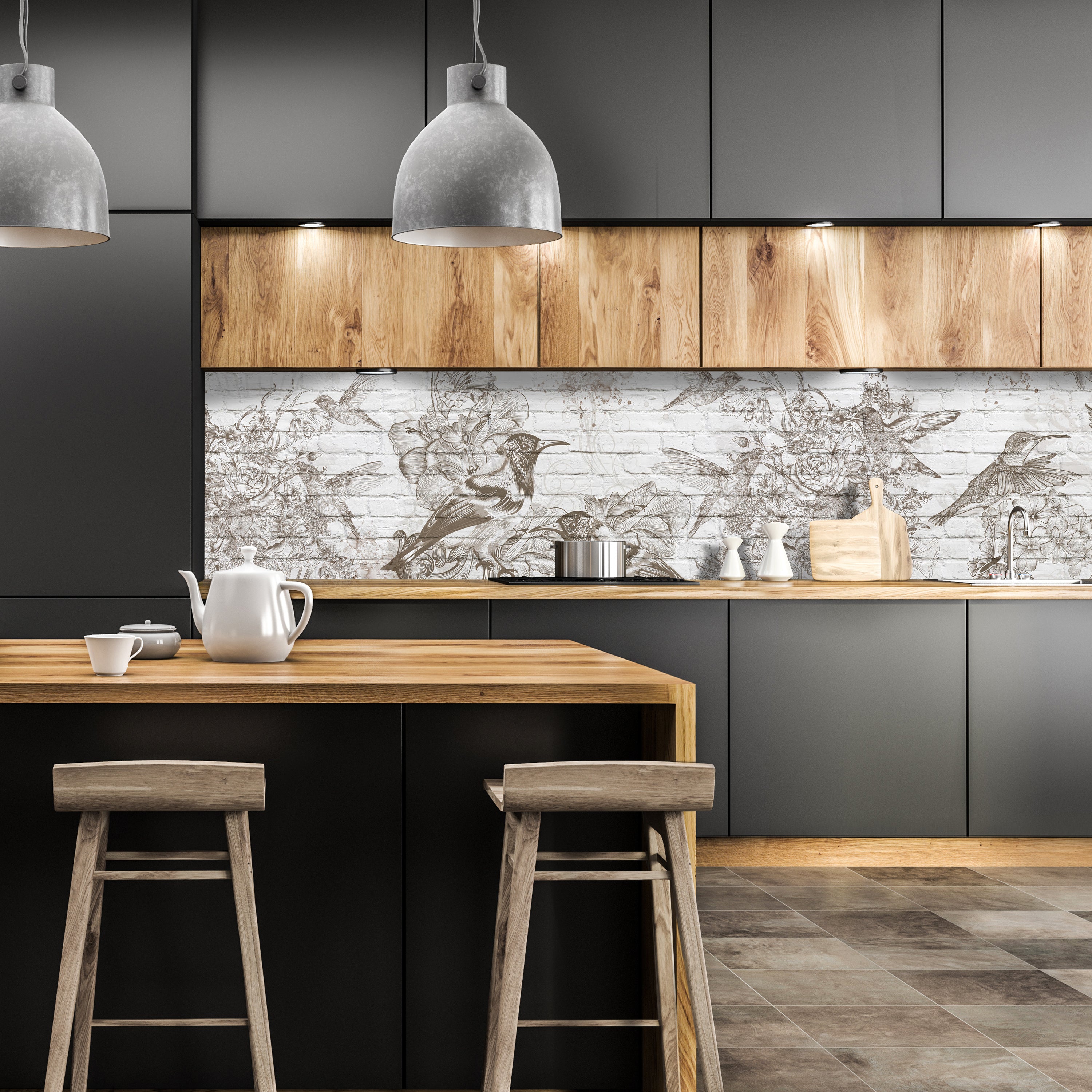 Küchenrückwand Kolibris Blumen M1296 entdecken - Bild 1 Küchenrückwand Kolibris Blumen M1296 entdecken - Bild 1