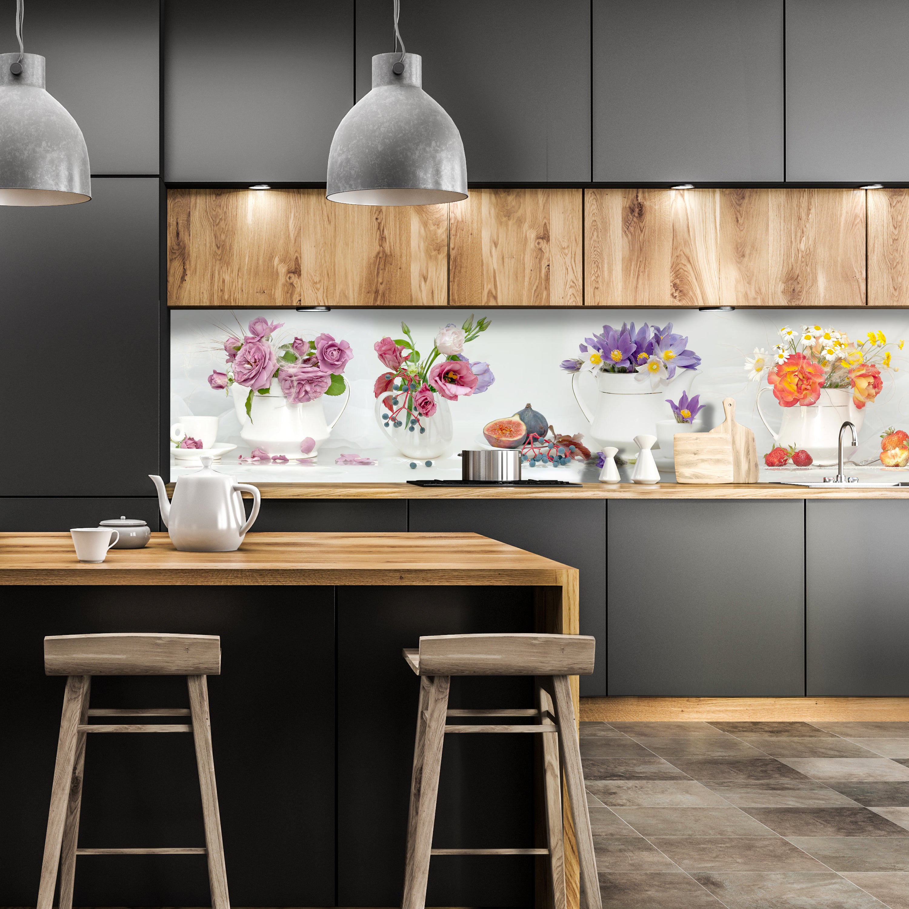 Küchenrückwand Erdbeeren Blumen Tassen Kannen Feige M1315 entdecken - Bild 1 Küchenrückwand Erdbeeren Blumen Tassen Kannen Feige M1315 entdecken - Bild 1