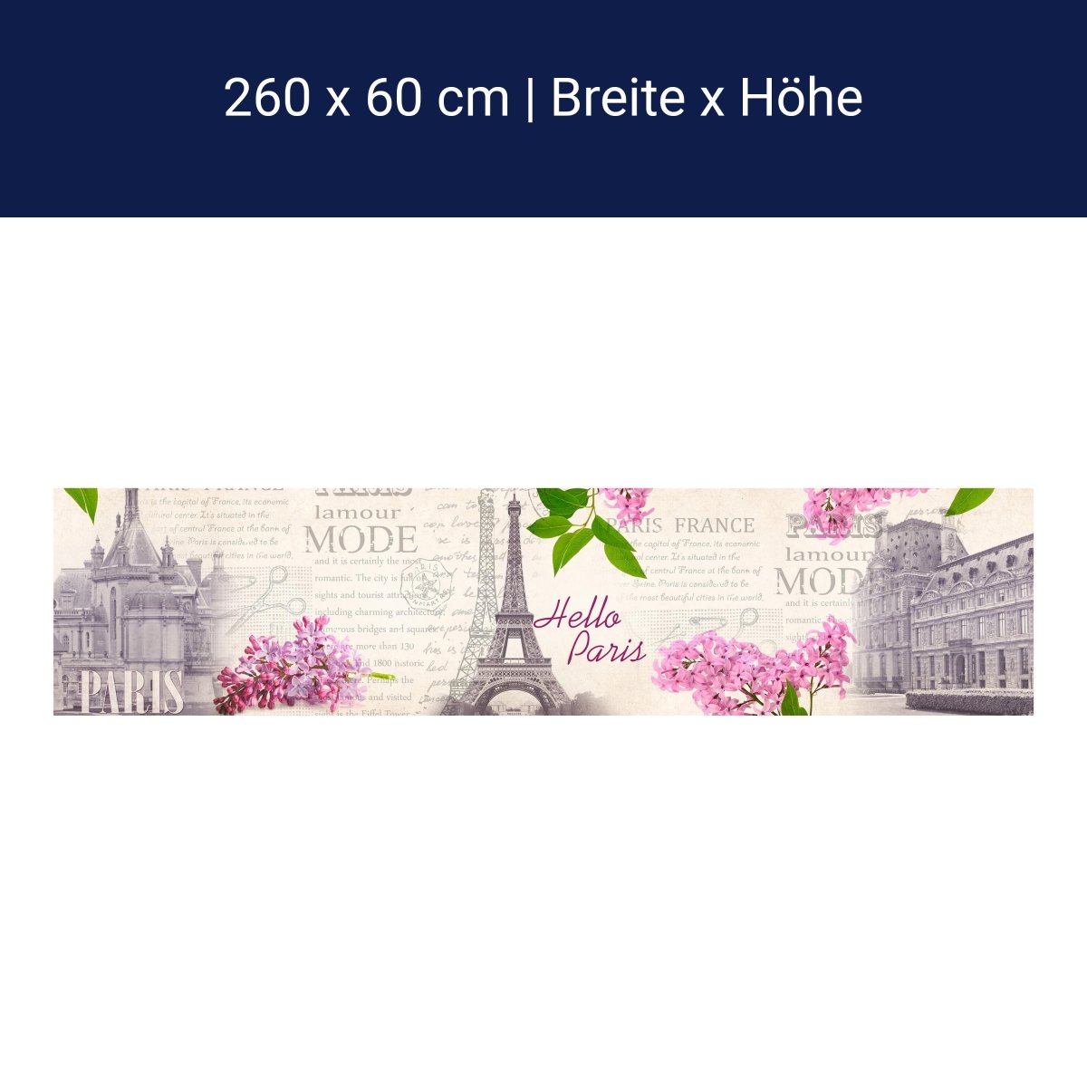 Küchenrückwand Paris Eifelturm Blüten pink rosa text M1389 Küchenrückwand Paris Eifelturm Blüten pink rosa text M1389