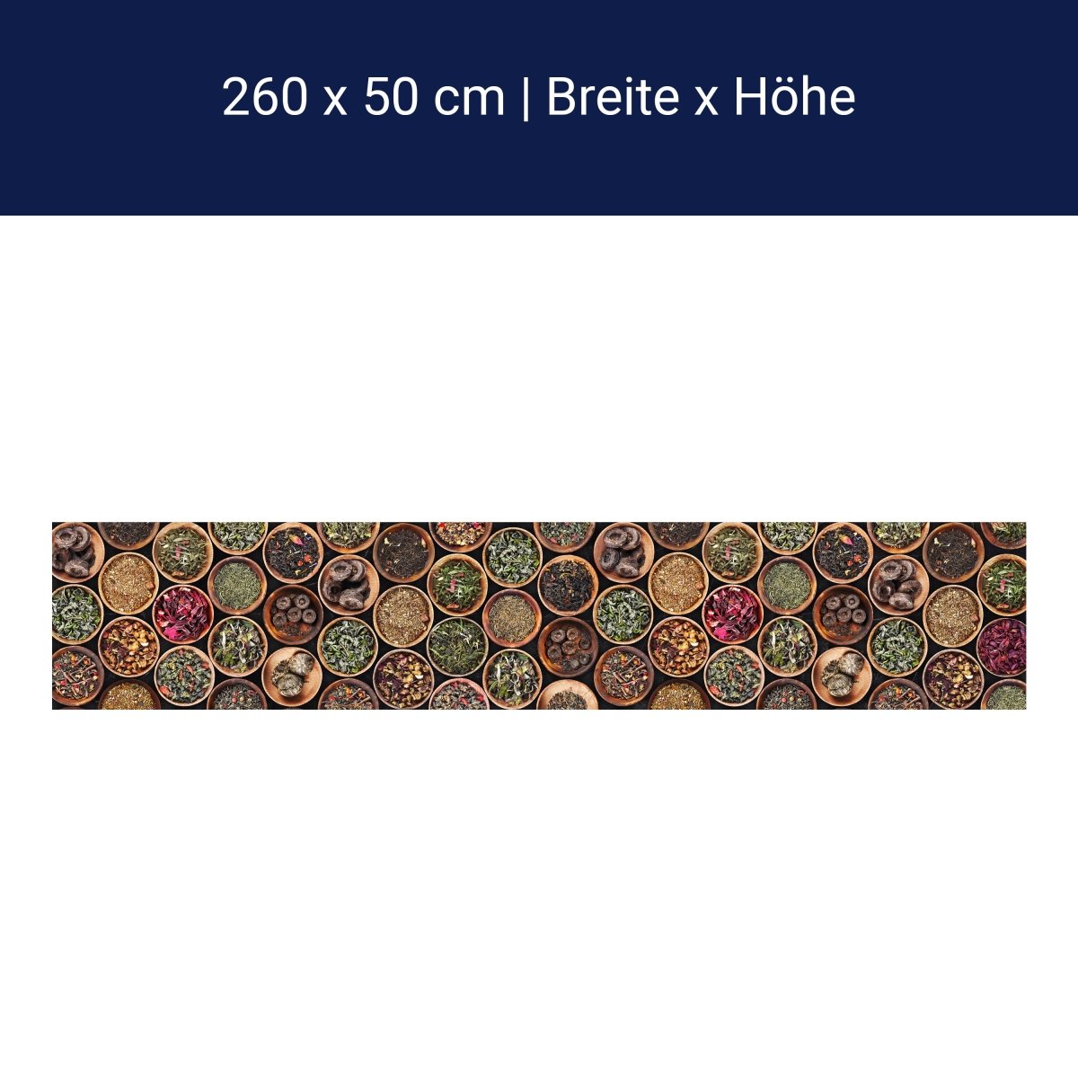 Küchenrückwand Gewürze, Tee, Holzteller M1429 Küchenrückwand Gewürze, Tee, Holzteller M1429