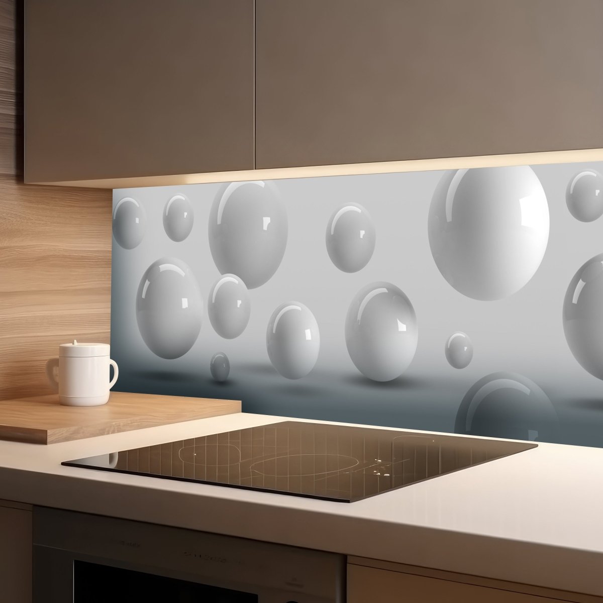 Küchenrückwand weiße Kugeln M1433 entdecken - Bild 1 Küchenrückwand weiße Kugeln M1433 entdecken - Bild 1