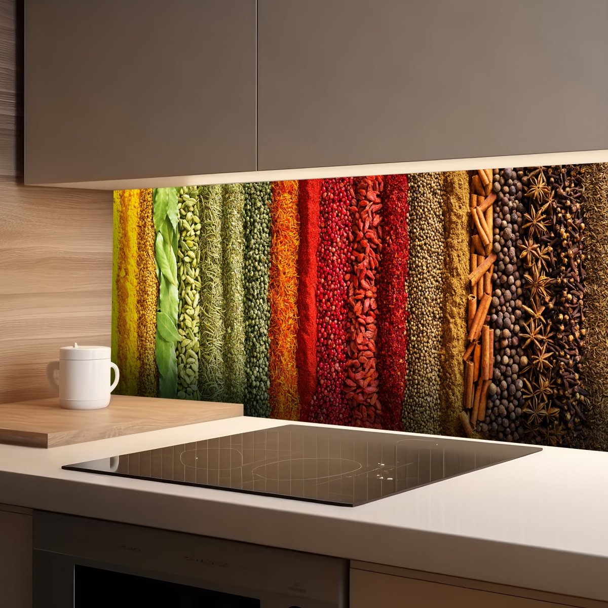 Küchenrückwand bunte Gewürze, Pulver M1435 entdecken - Bild 1 Küchenrückwand bunte Gewürze, Pulver M1435 entdecken - Bild 1