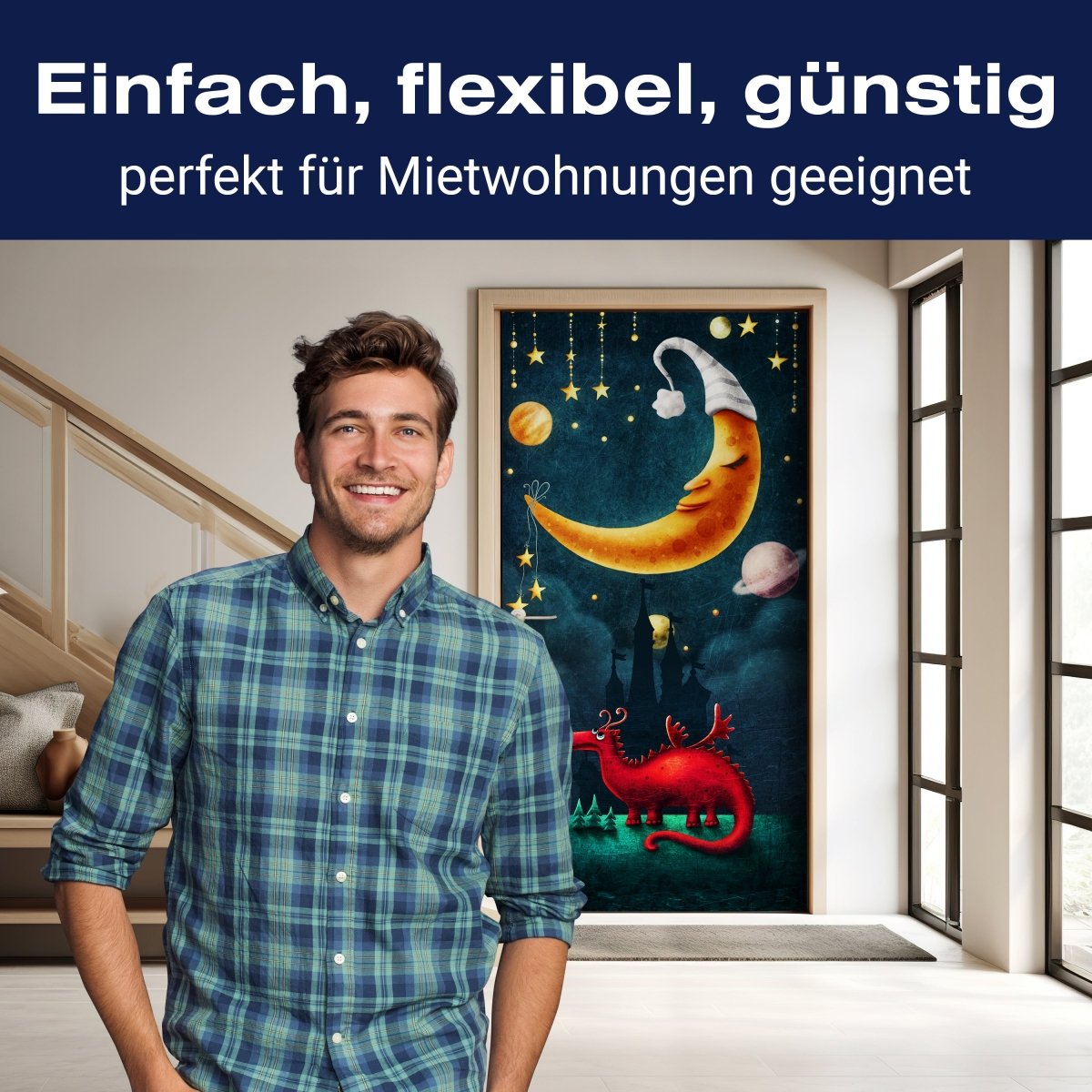 Türtapete Drache, Mond, Sterne M1517 - Bild 3 Türtapete Drache, Mond, Sterne M1517 - Bild 3