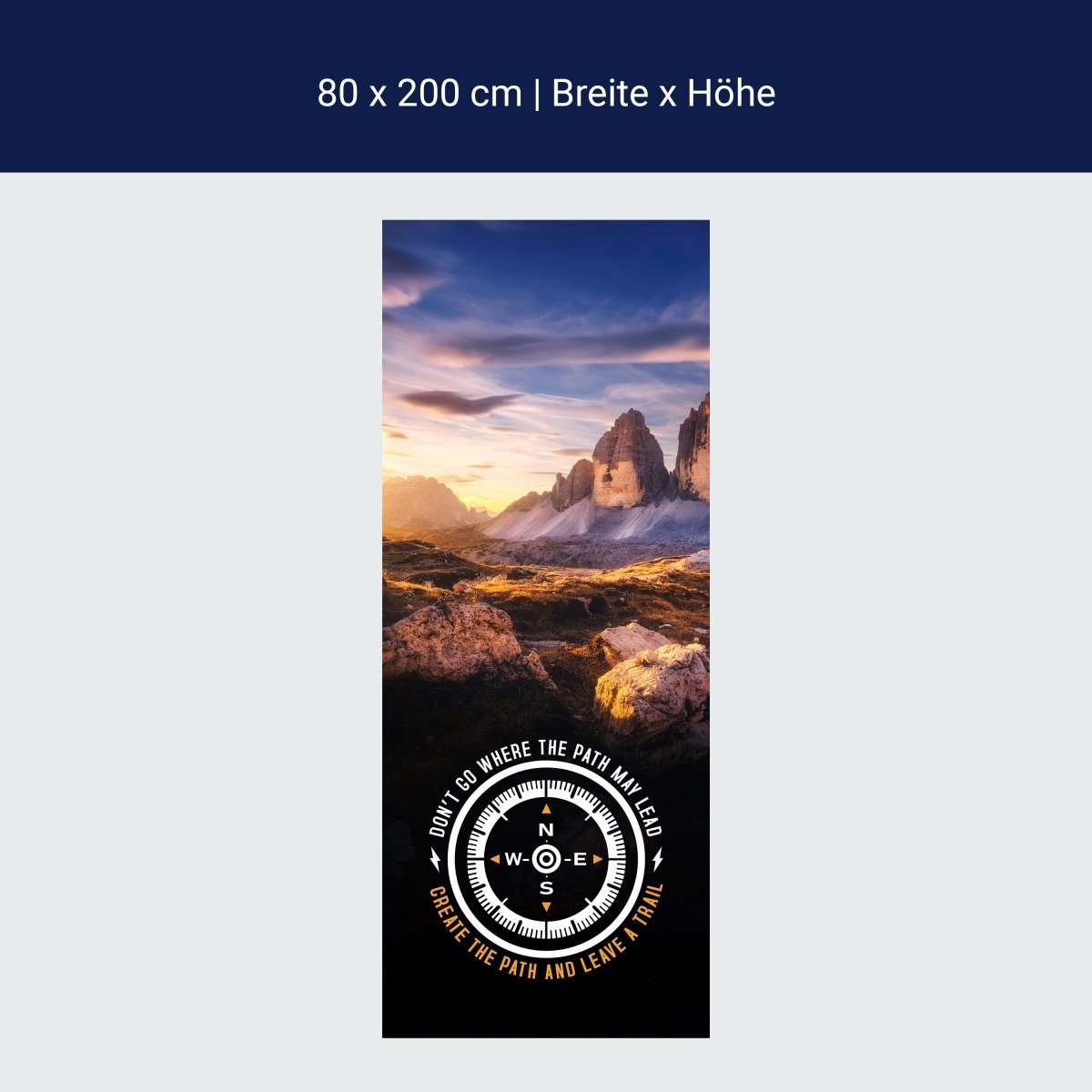 Türtapete Motivation, Kompass, Berge M1518 Türtapete Motivation, Kompass, Berge M1518