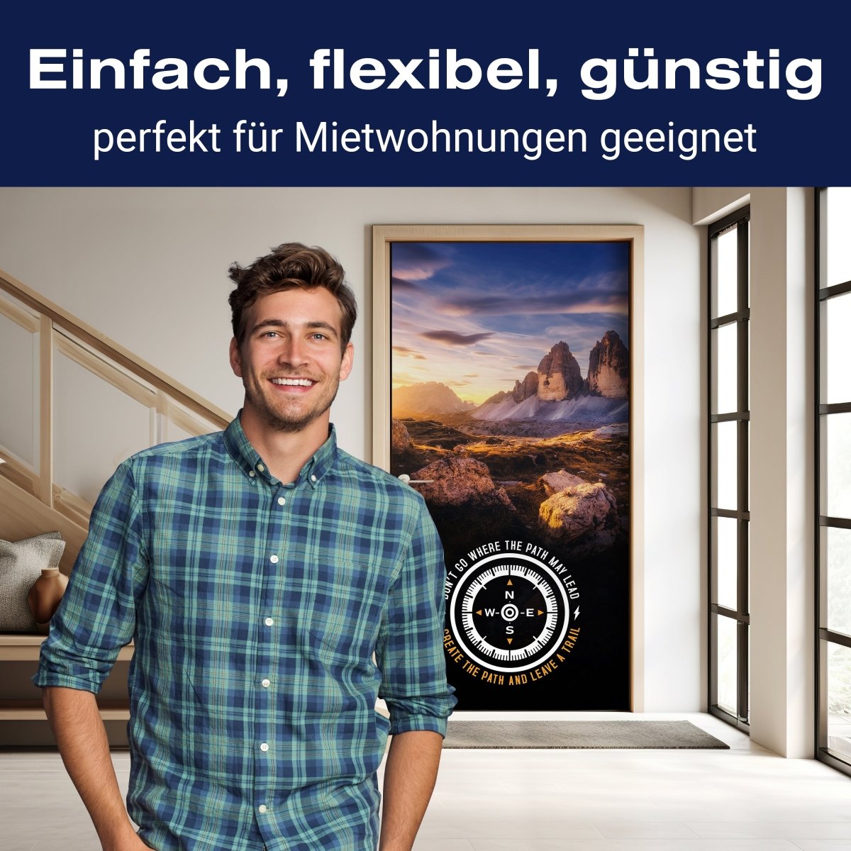 Türtapete Motivation, Kompass, Berge M1518 - Bild 3 Türtapete Motivation, Kompass, Berge M1518 - Bild 3