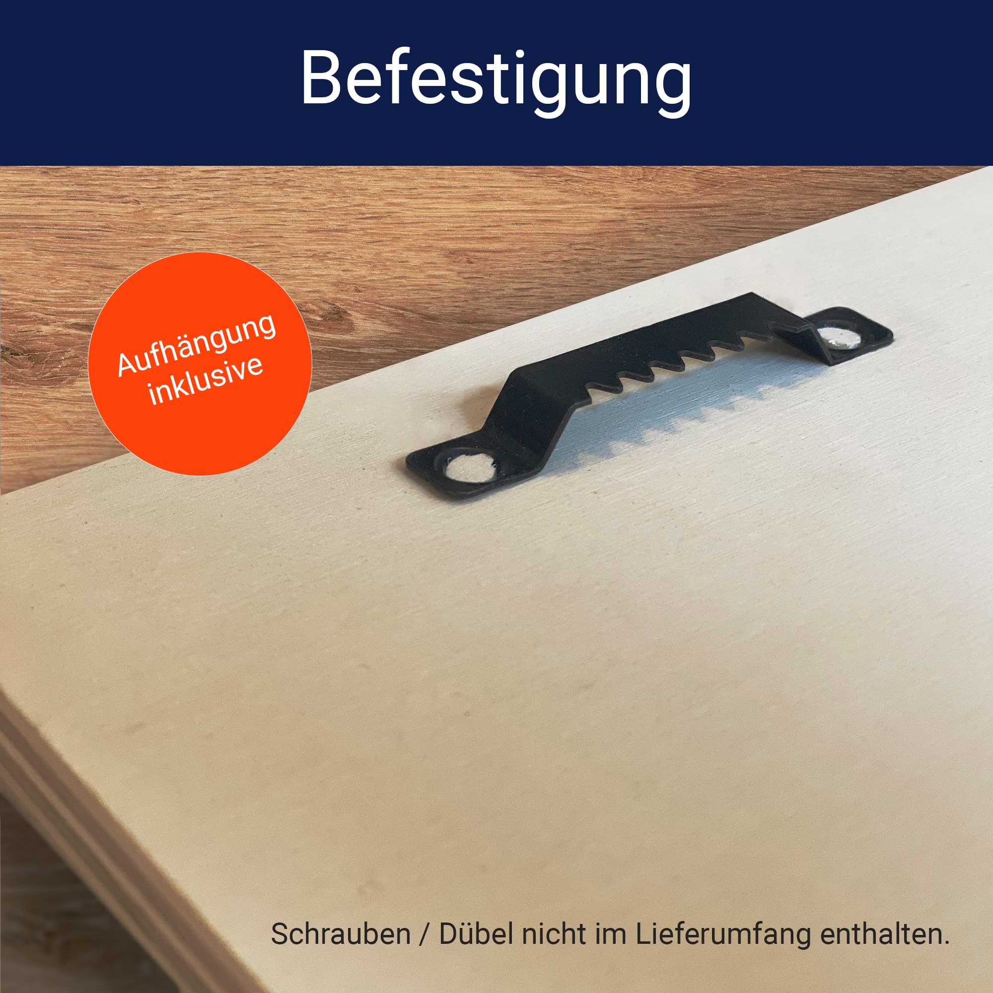 Die Aufhängung zur Befestigung der Messlatte ist inklusive. Schrauben oder Dübel sind nicht im Lieferumfang enthalten.