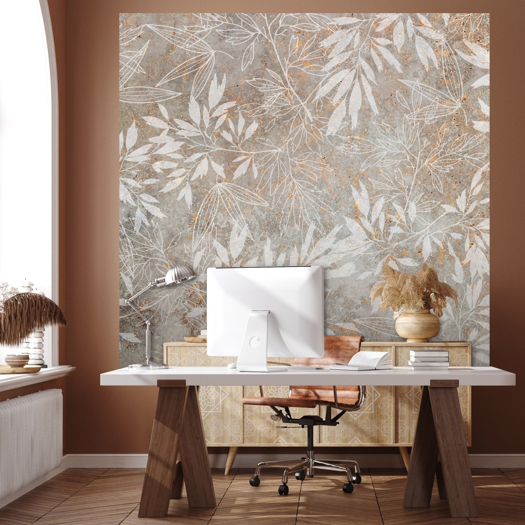 Quadratische Fototapete Vintage Blätter M0049 - Bild 1