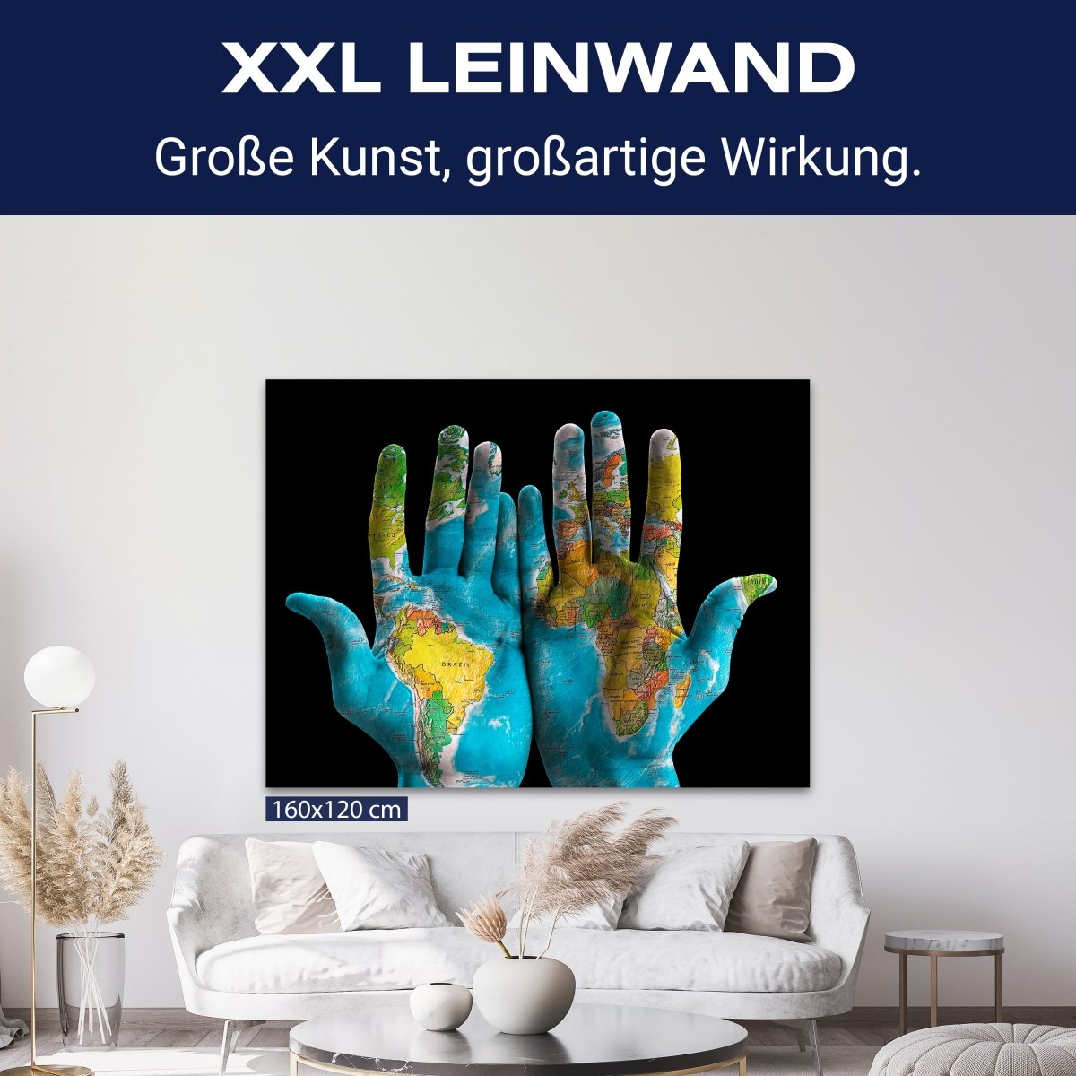 Leinwandbild Kunst & Gemälde, Querformat, Hände Weltkarte M0108 kaufen - Bild 9