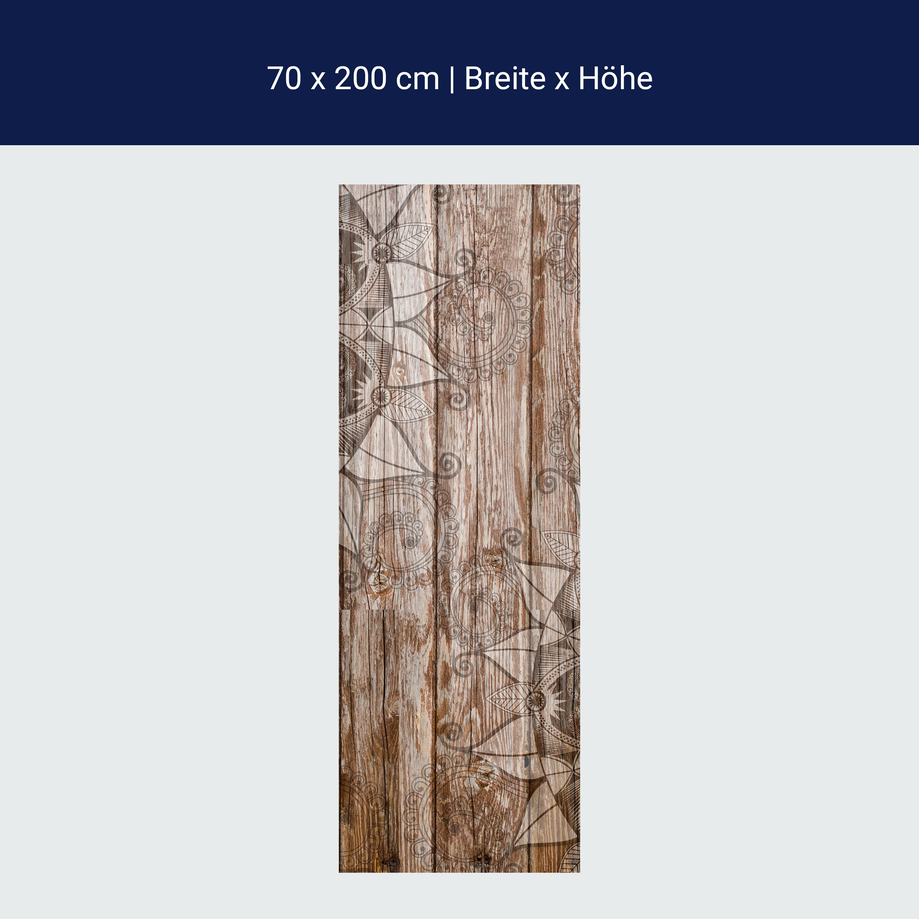 Türtapete Holzwand mit Mandalas M0722
