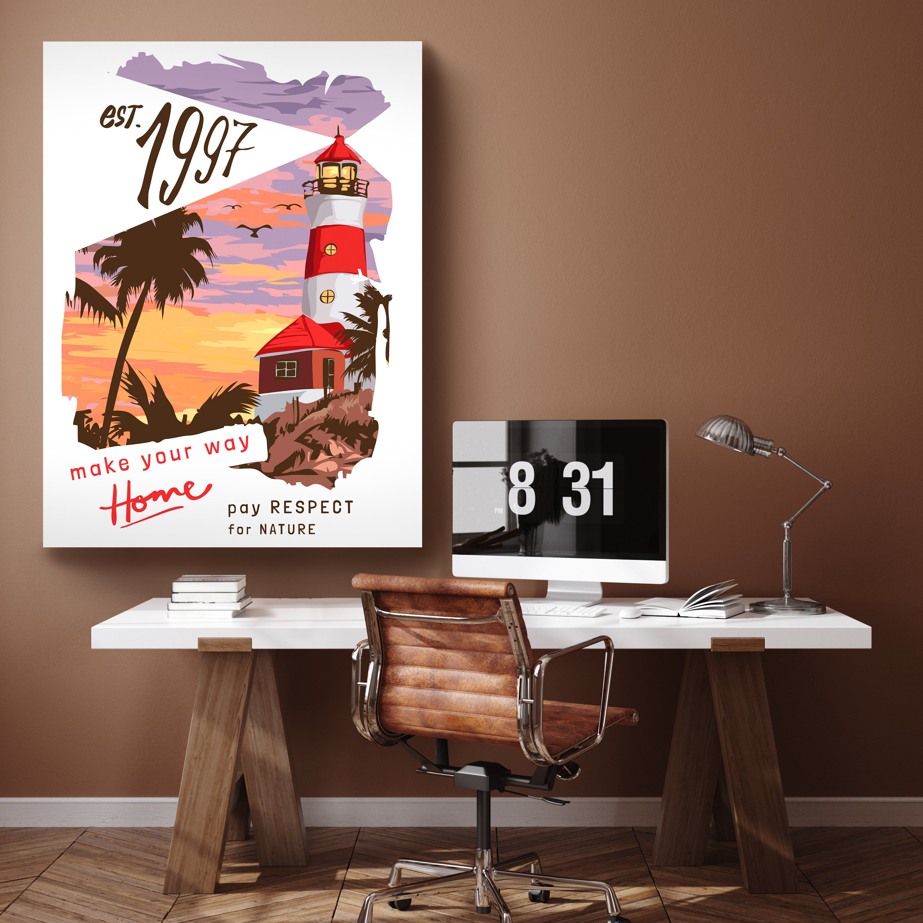 Leinwandbild Leuchtturm, Palmen, Hochformat M0811 kaufen - Bild 2