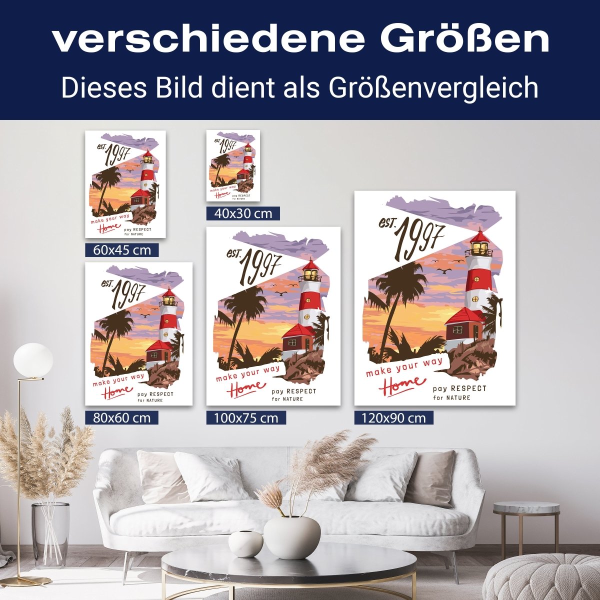 Leinwandbild Leuchtturm, Palmen, Hochformat M0811 kaufen - Bild 8