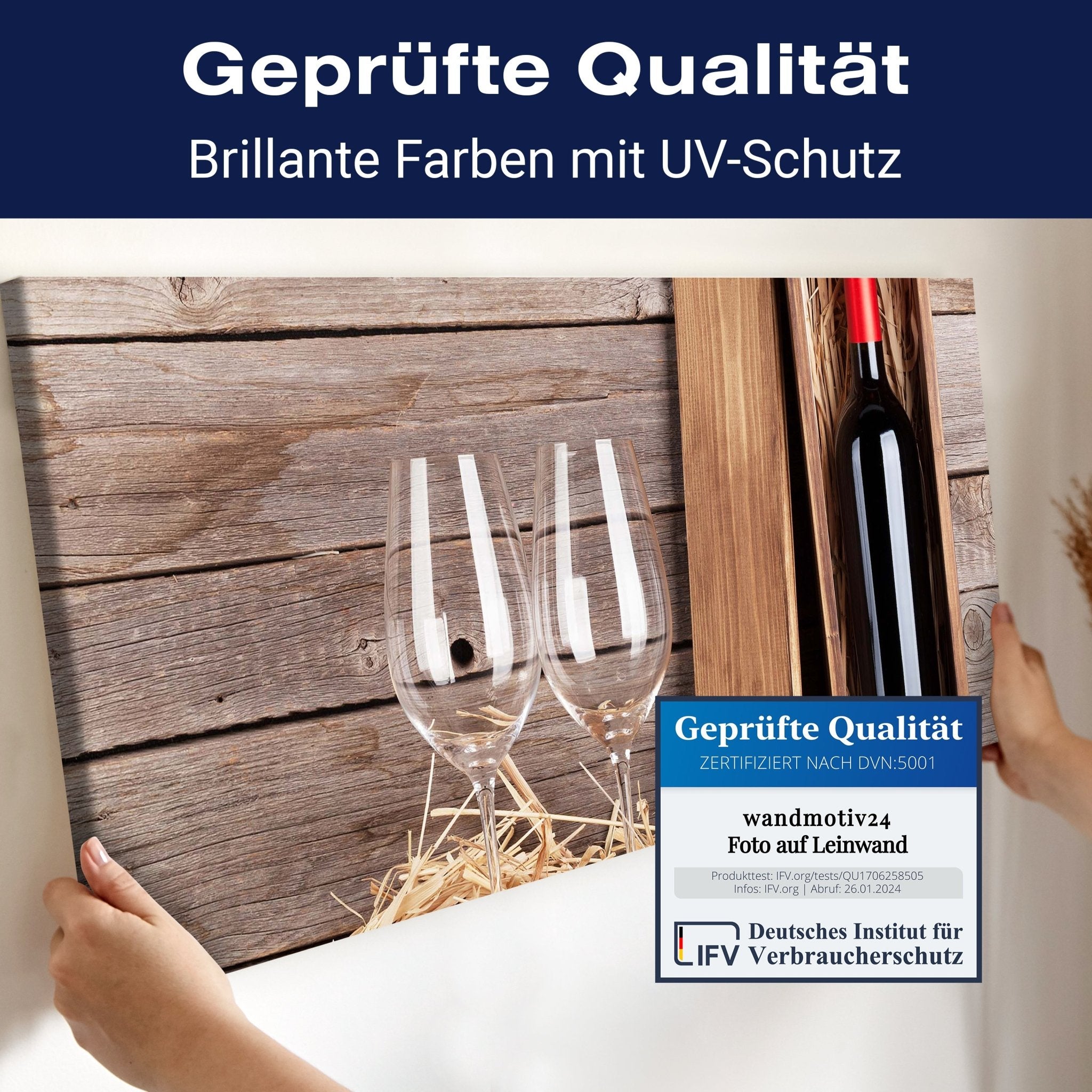 Leinwandbild Rotweinflasche und Weingläser M0848 kaufen - Bild 4