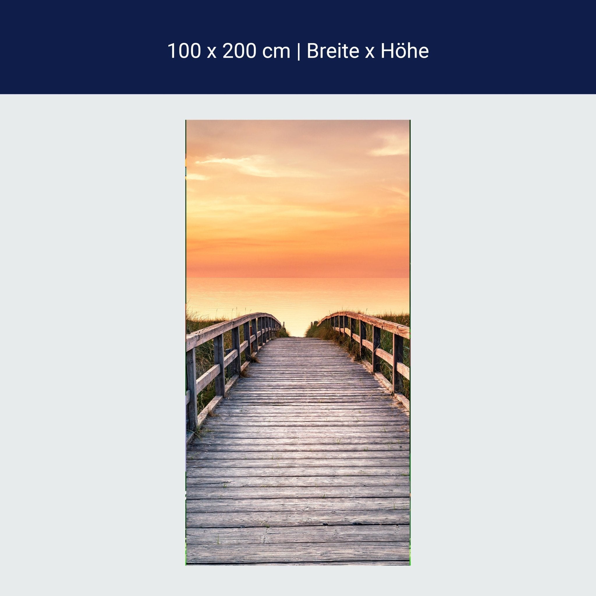 Türtapete Holz-steg zum Meer, Abend-rot, Sonne M1135