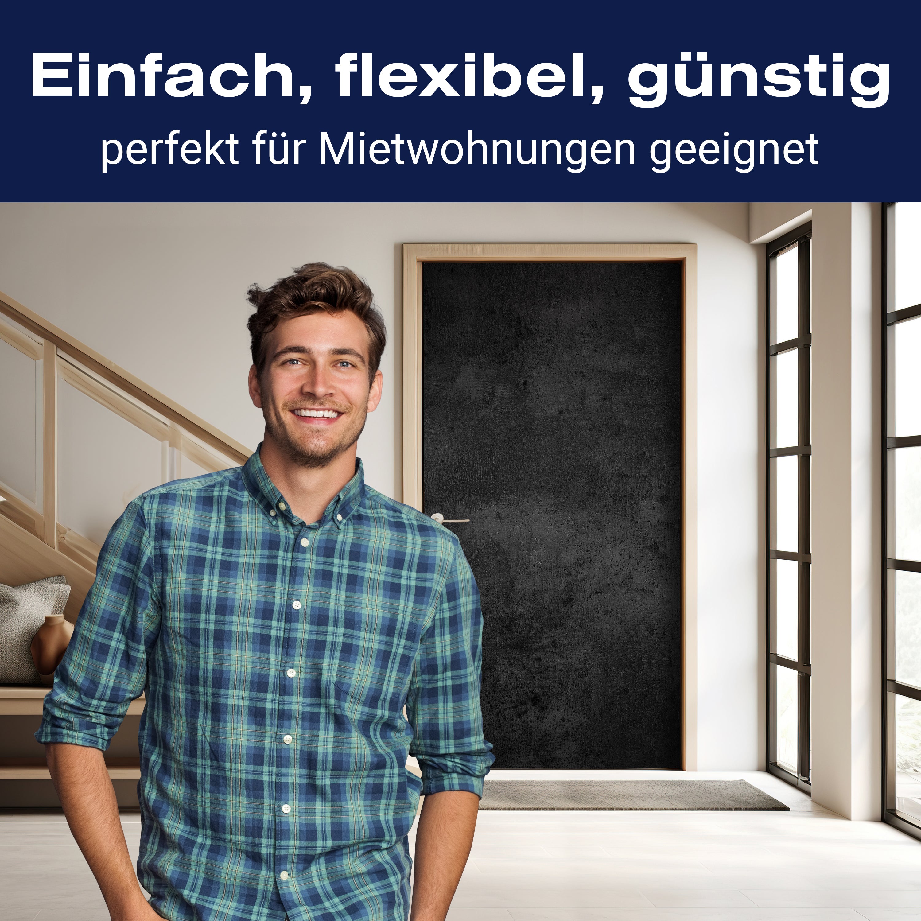 Türtapete Dunkle Betonwand, Schwarz, Mauer M1168 - Bild 3